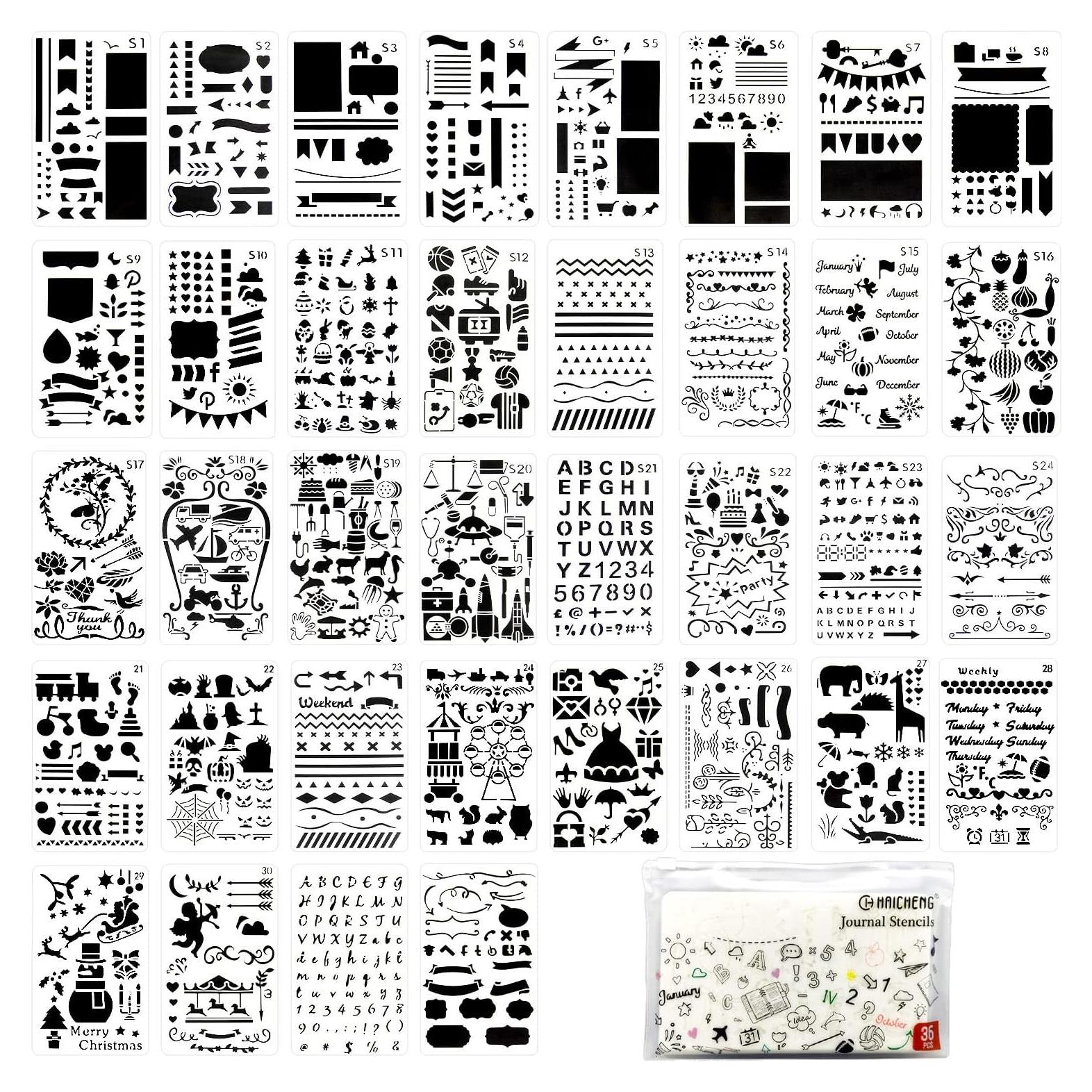 36 Plantillas de Diario Reutilizables CH HAICHENG 10x18 cm