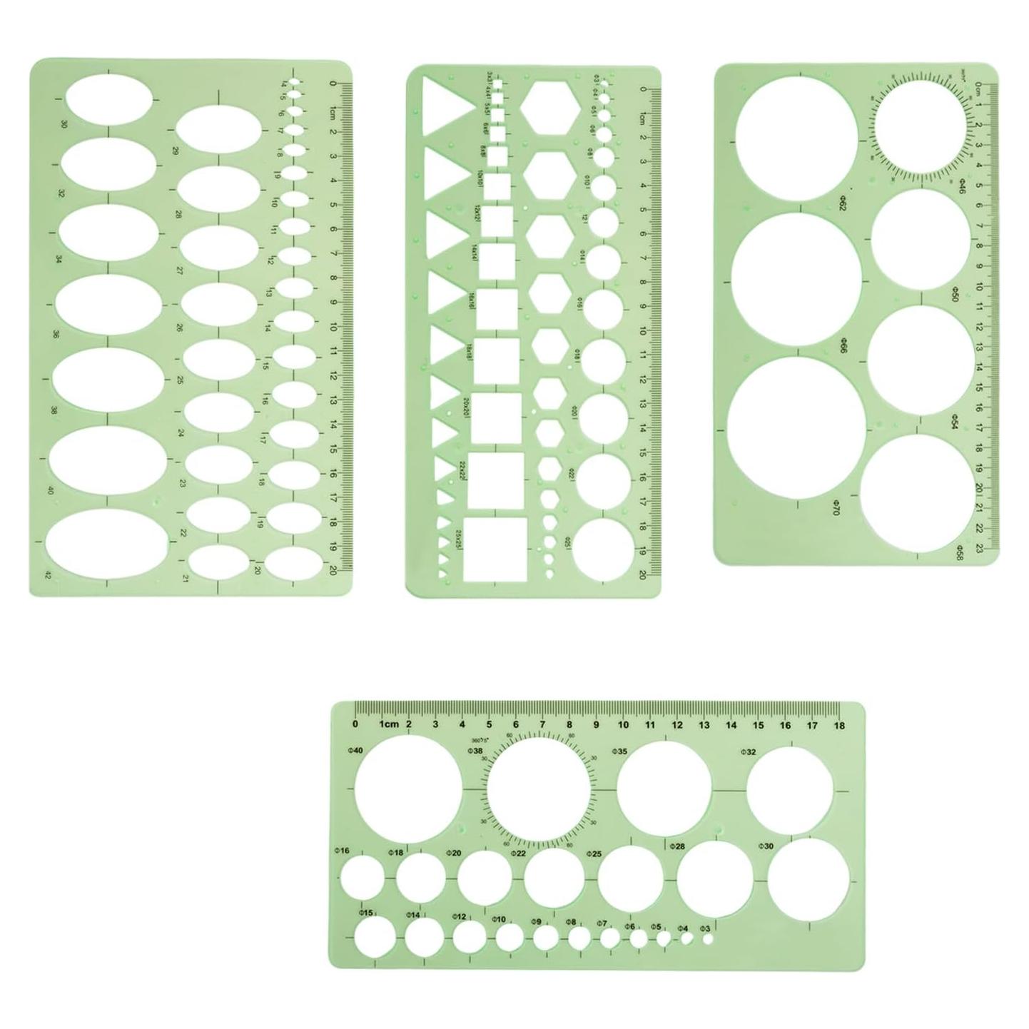Juego de Plantillas Geométricas GIN GEOMIR 4 Piezas Verde