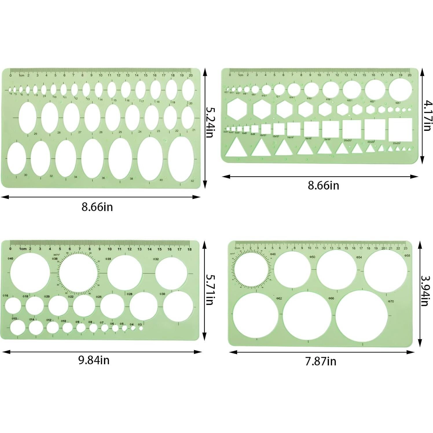 Juego de Plantillas Geométricas GIN GEOMIR 4 Piezas Verde
