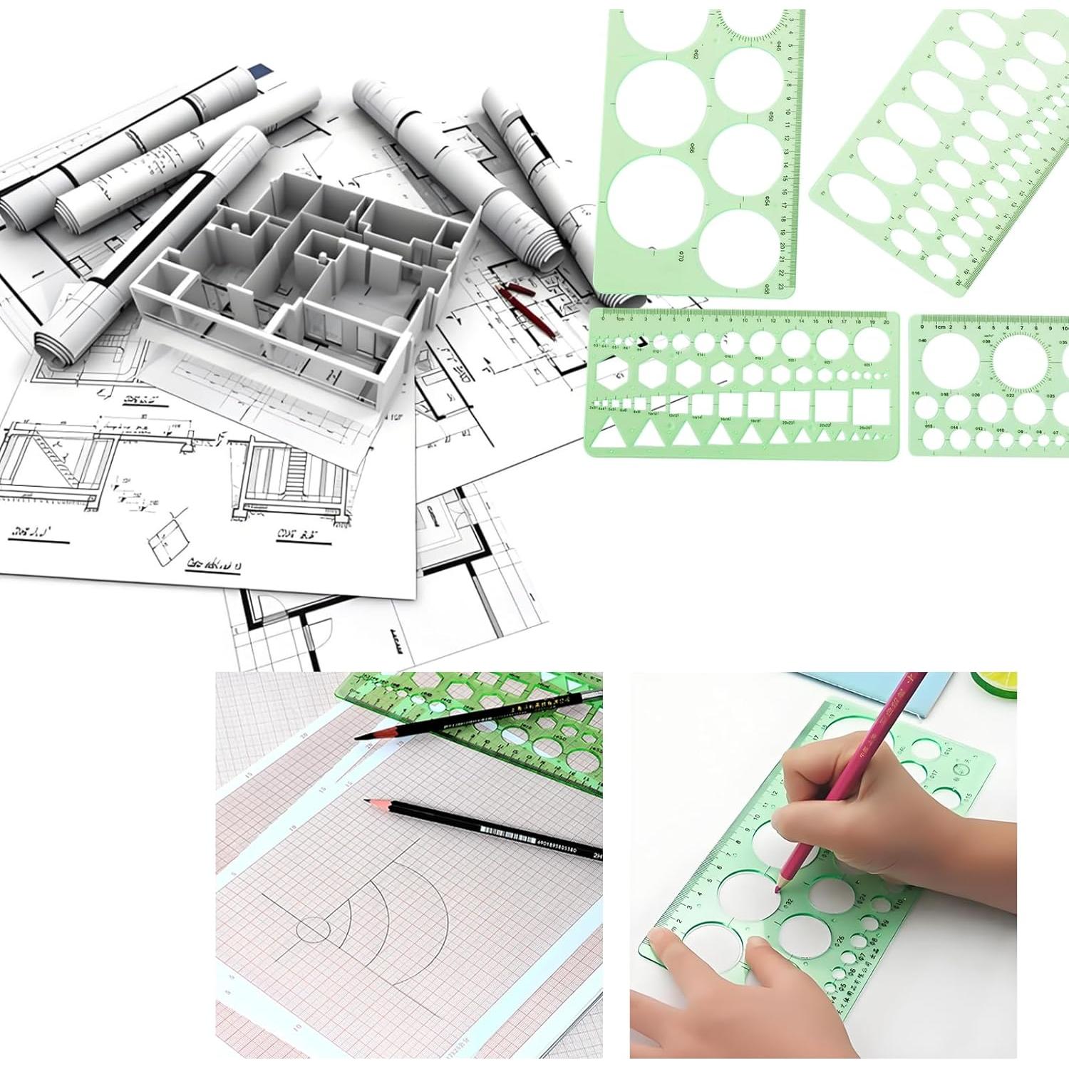 Juego de Plantillas Geométricas GIN GEOMIR 4 Piezas Verde