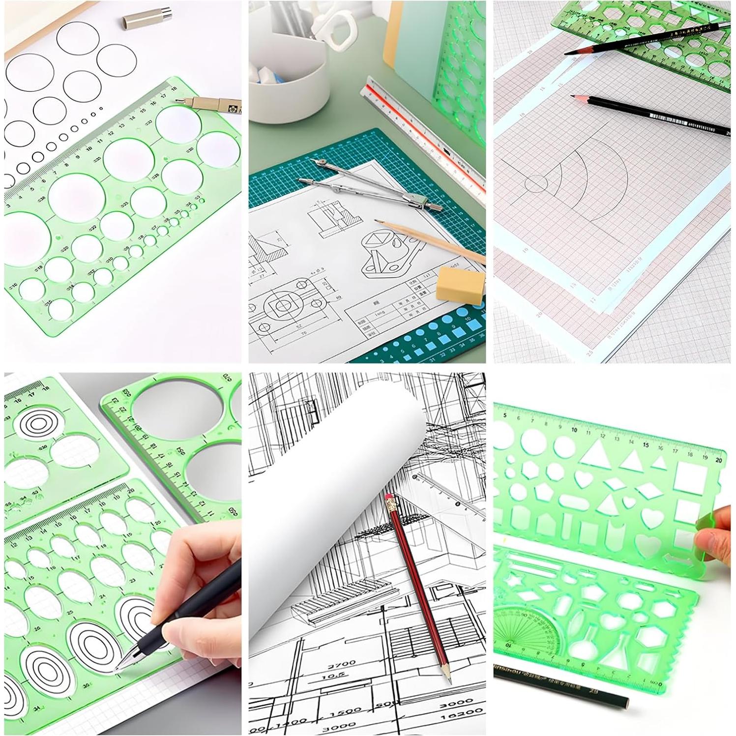 Juego de Plantillas Geométricas GIN GEOMIR 4 Piezas Verde