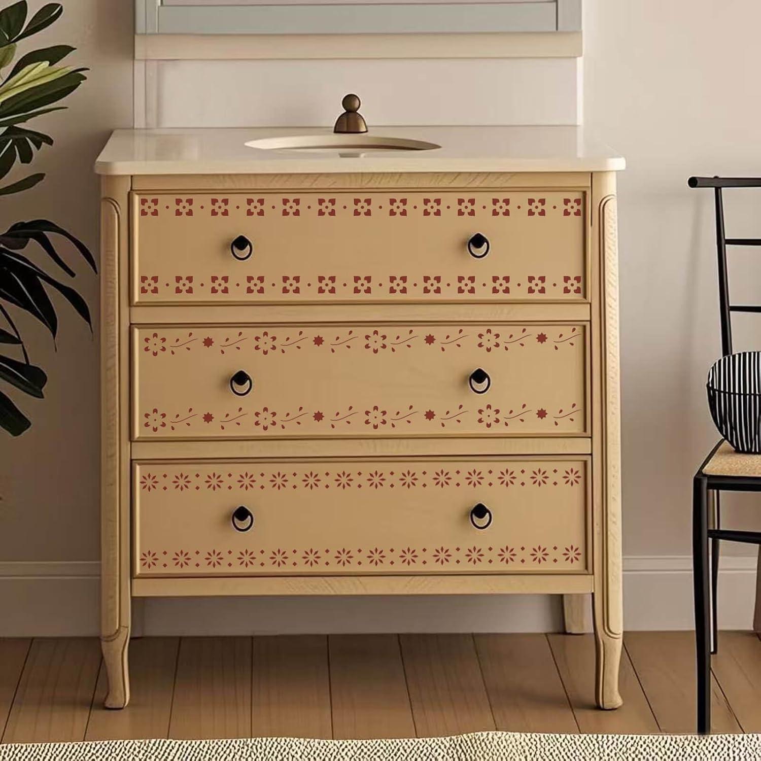 14 Plantillas Reutilizables de Borde Floral XIAOSHAN 30.5 cm