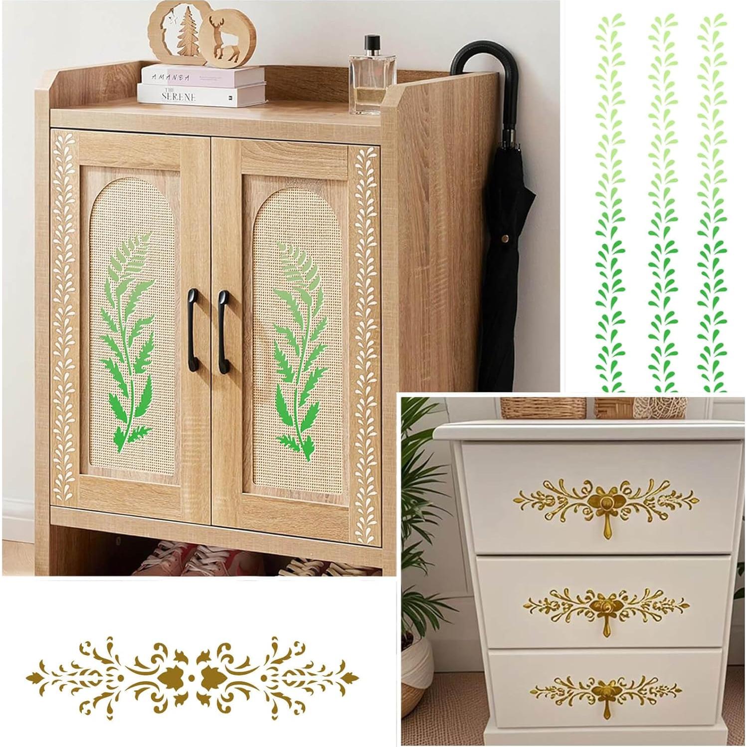 14 Plantillas Reutilizables de Borde Floral XIAOSHAN 30.5 cm