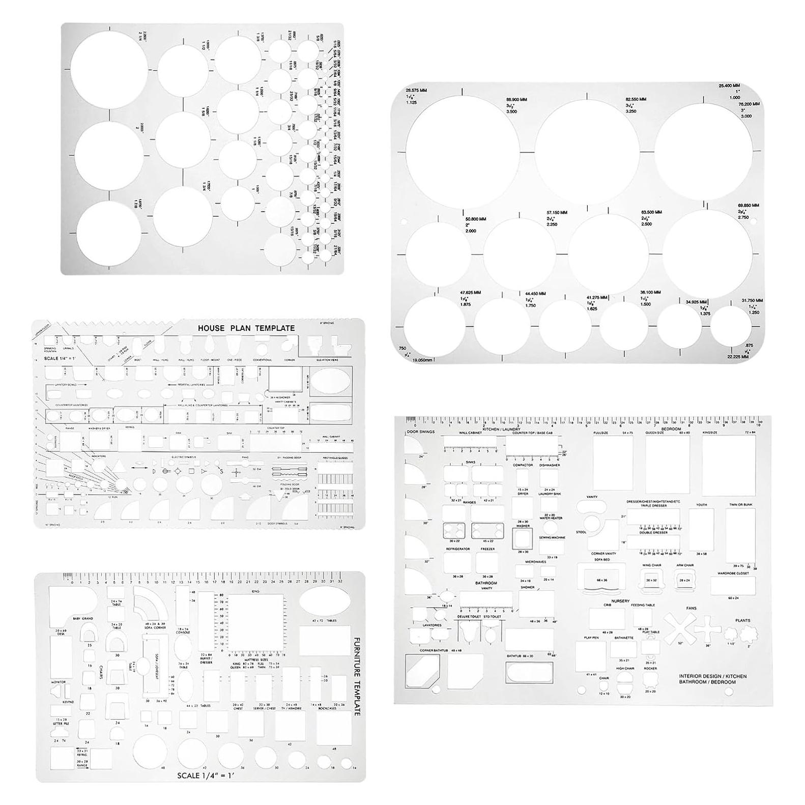 Kit de Plantillas de Diseño Interior Lusofie - 5 Piezas Reutilizables