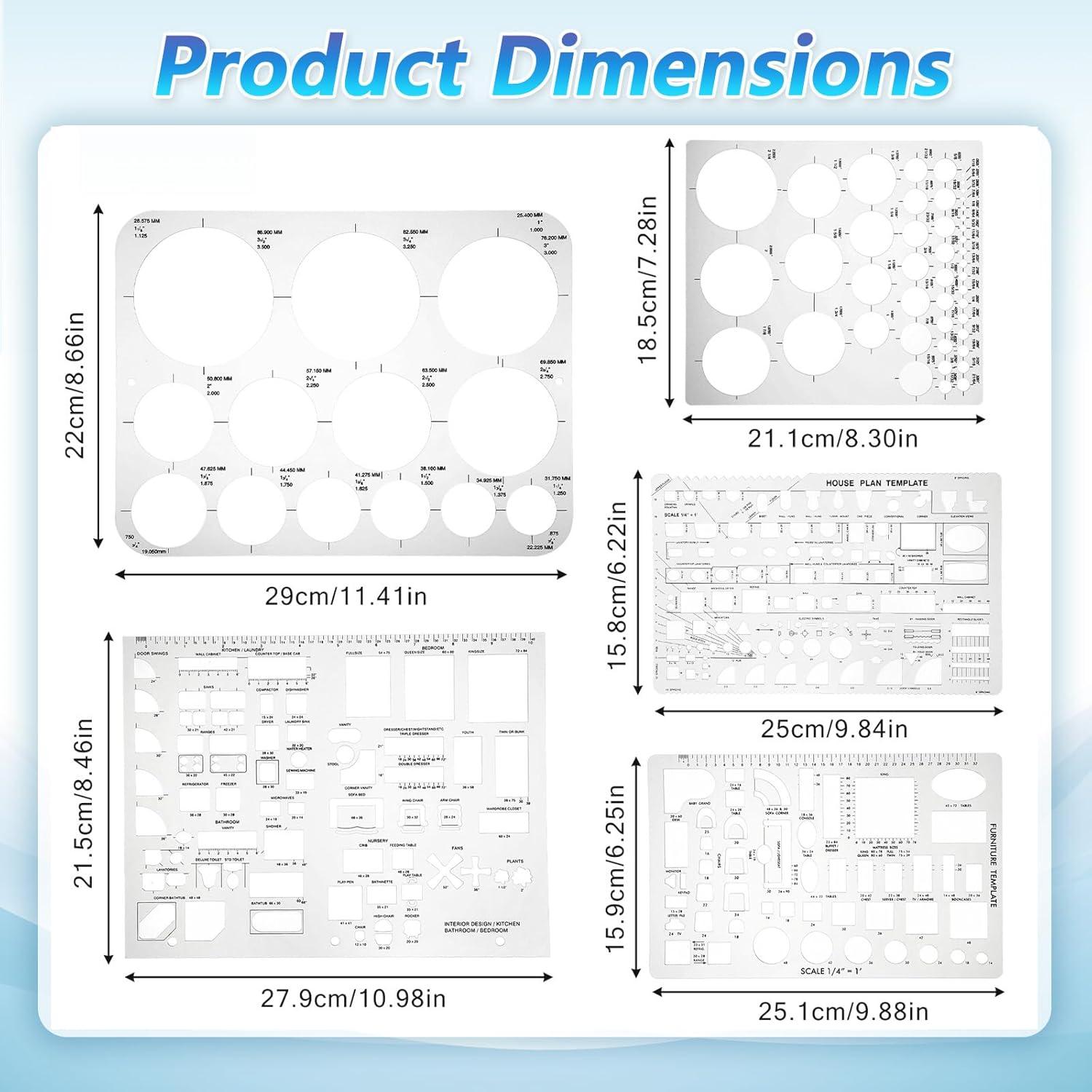 Kit de Plantillas de Diseño Interior Lusofie - 5 Piezas Reutilizables