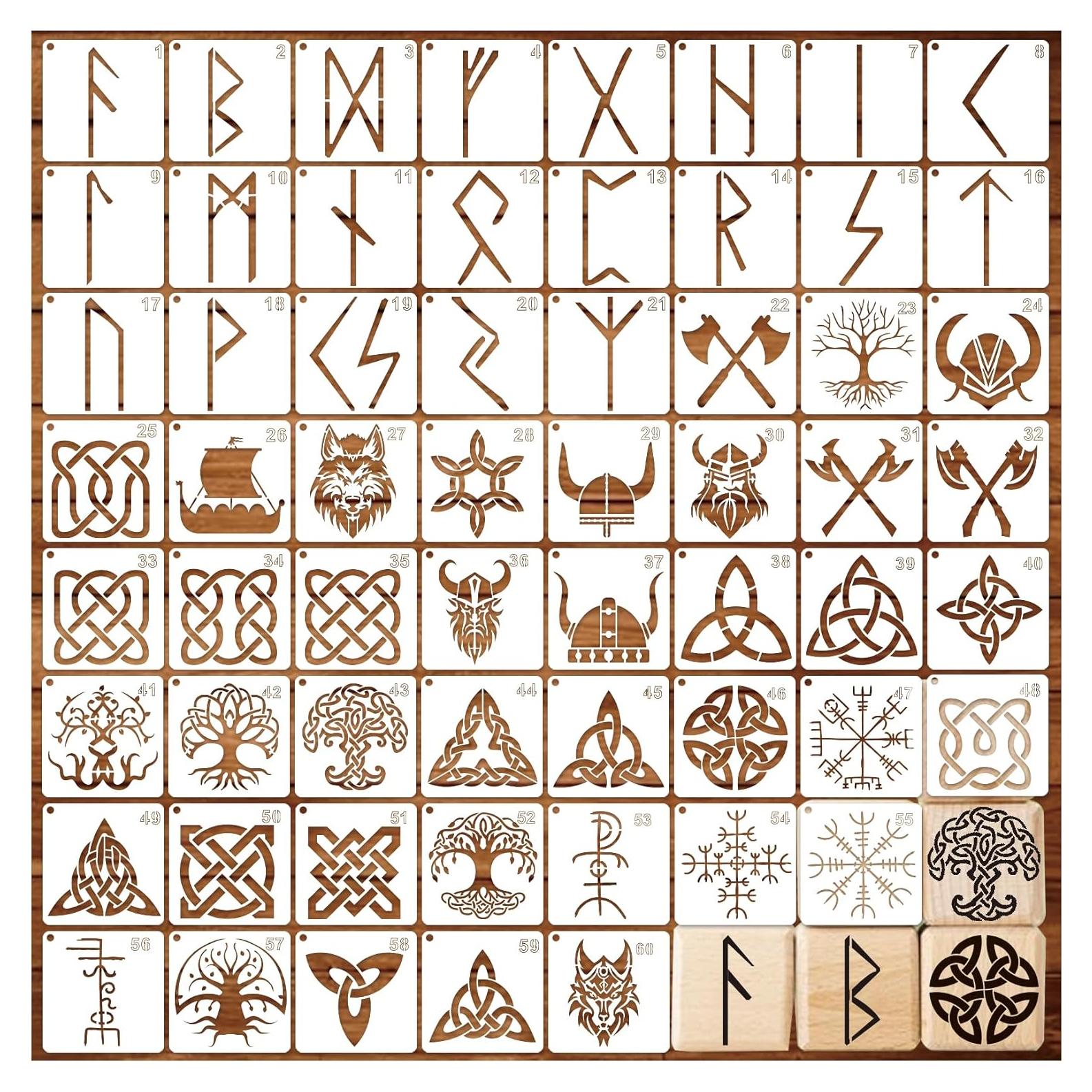 60 Plantillas de Runas para Pintar - YHSLMH - 7.62 cm