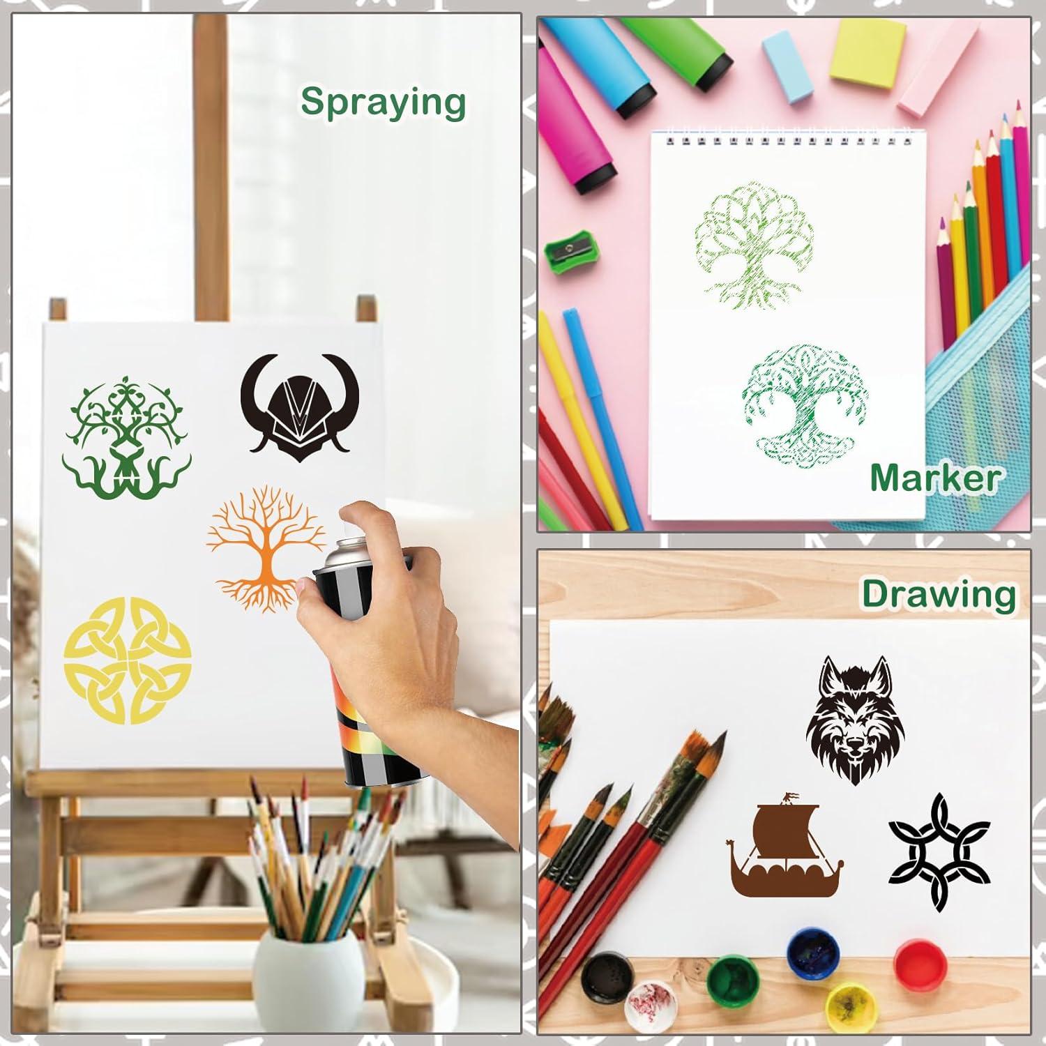 60 Plantillas de Runas para Pintar - YHSLMH - 7.62 cm