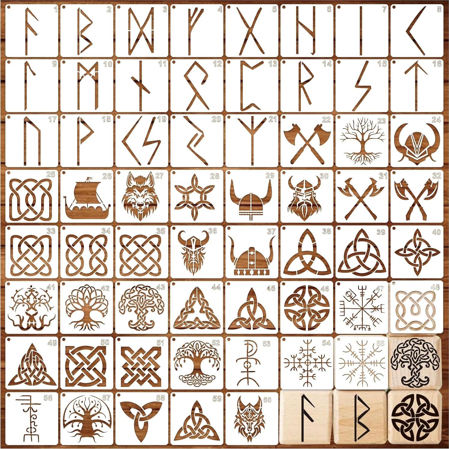 60 Plantillas de Runas para Pintar - YHSLMH - 7.62 cm