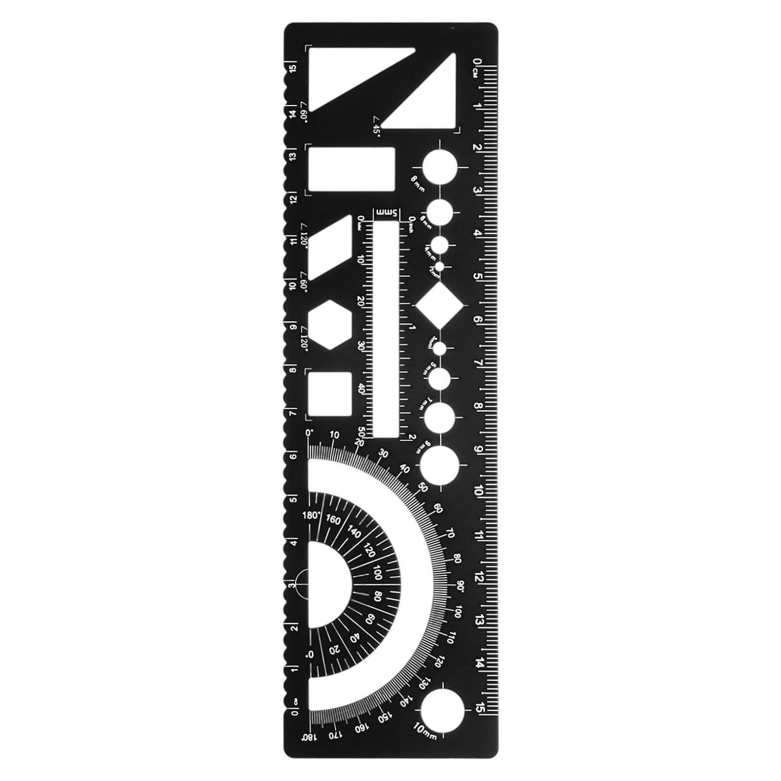 Regla Geométrica Multifuncional HARFINGTON 15cm Aluminio Negro