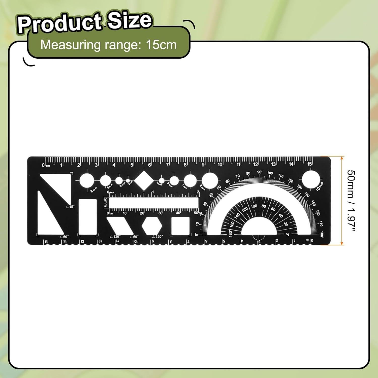 Regla Geométrica Multifuncional HARFINGTON 15cm Aluminio Negro