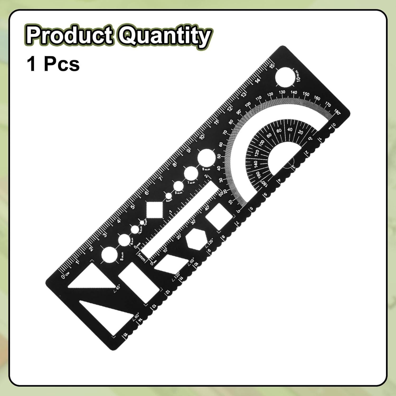 Regla Geométrica Multifuncional HARFINGTON 15cm Aluminio Negro