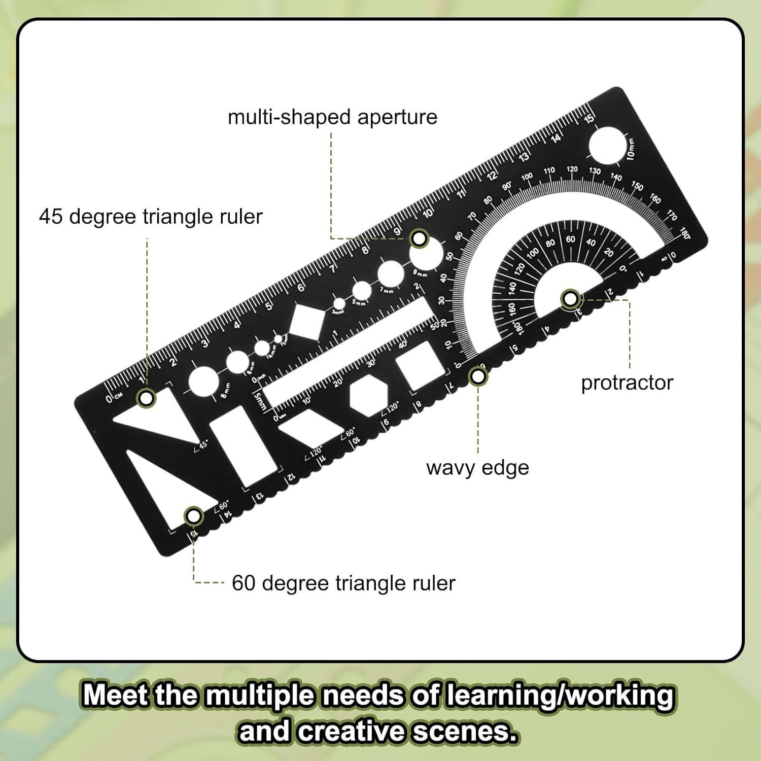 Regla Geométrica Multifuncional HARFINGTON 15cm Aluminio Negro