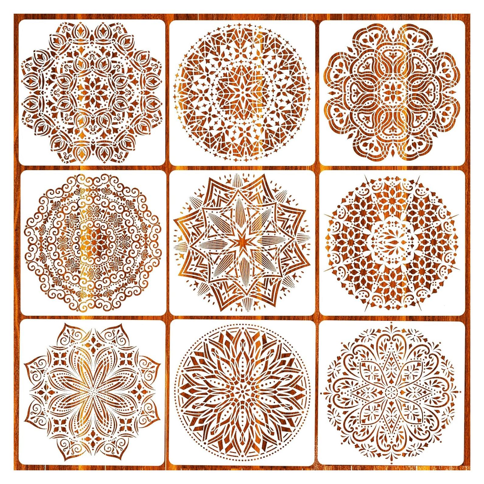 Set de 9 Plantillas de Mandala Reutilizables 30.48 cm para Pintar