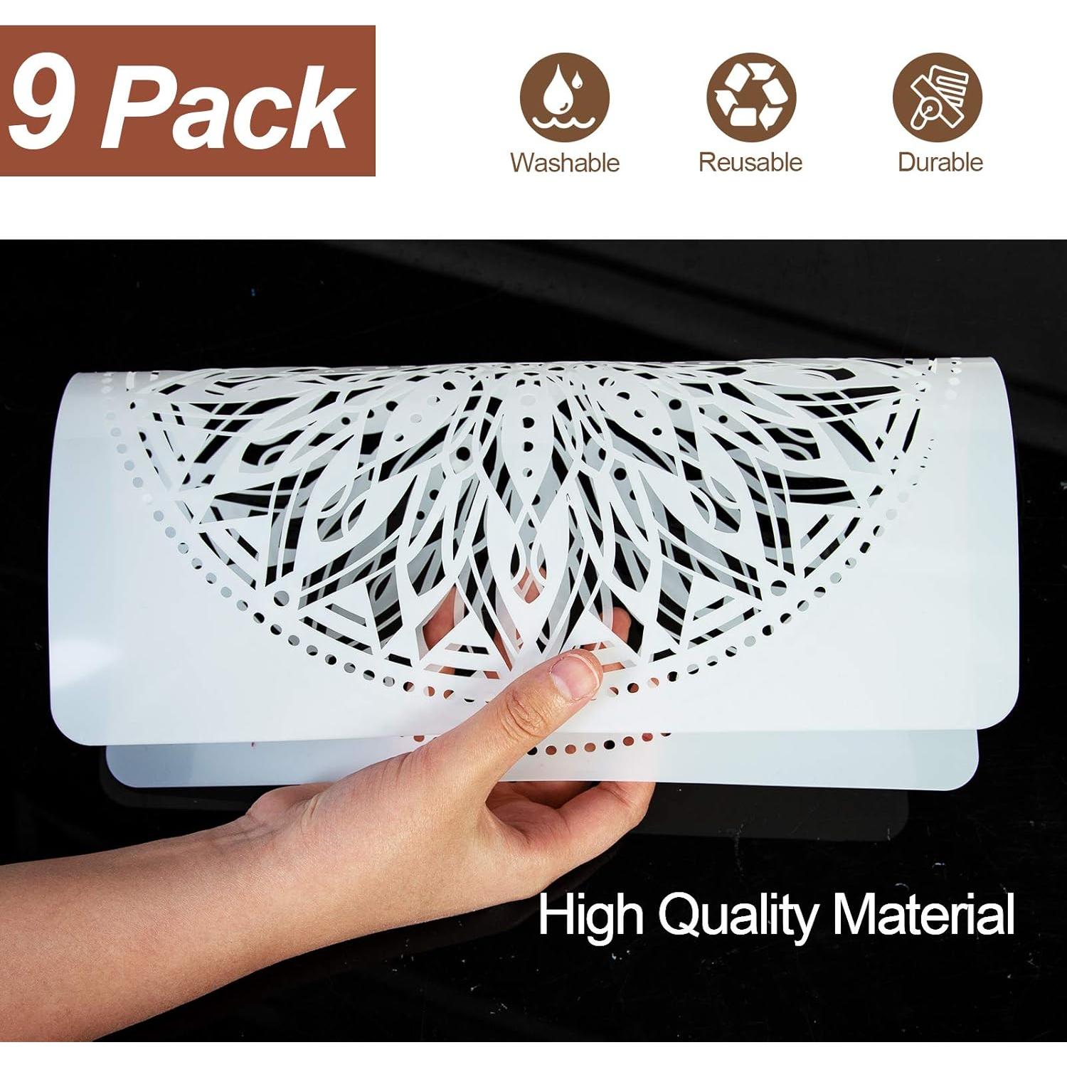 Set de 9 Plantillas de Mandala Reutilizables 30.48 cm para Pintar