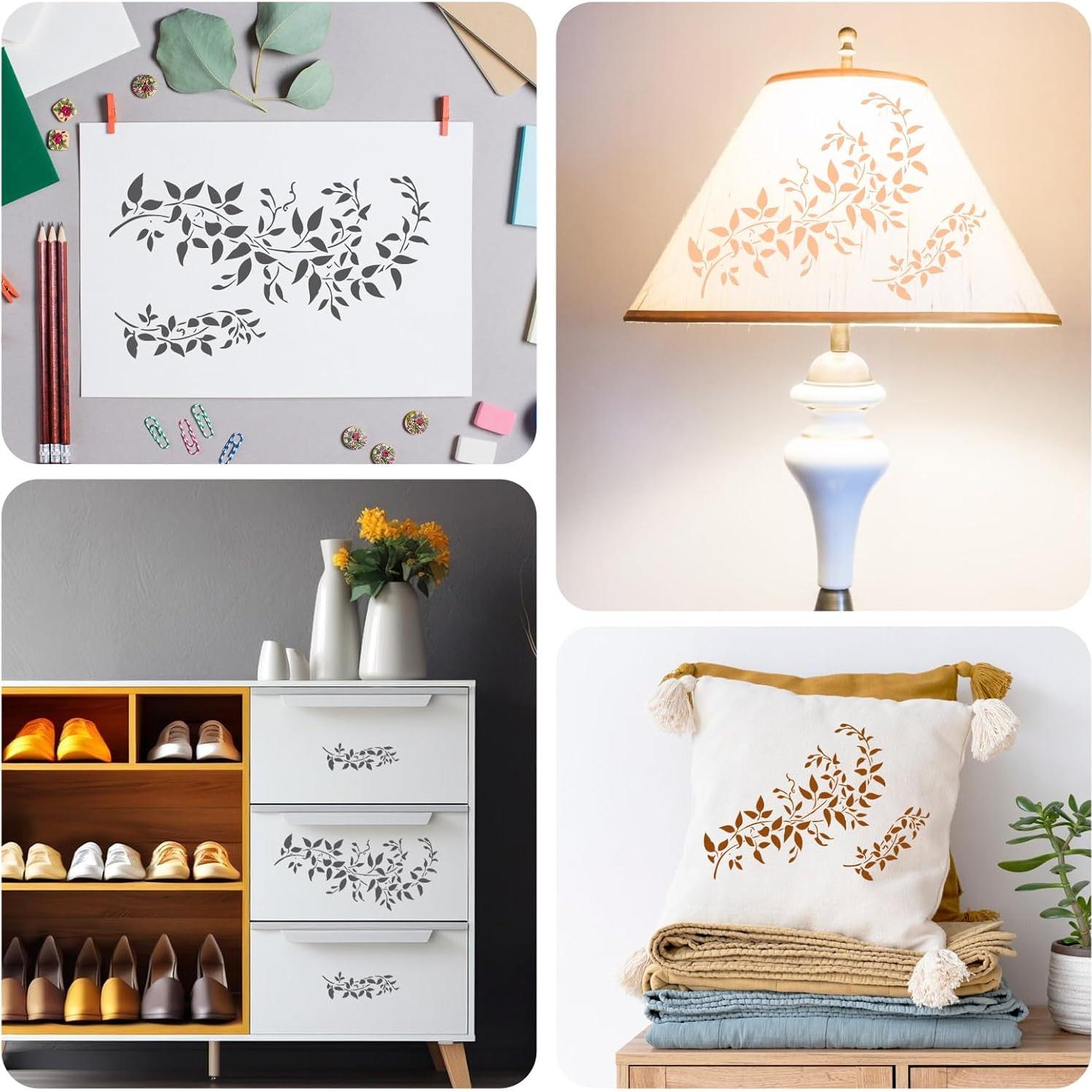 Plantilla de Enredadera A4 MOZEAT LENS para Pintura en Madera