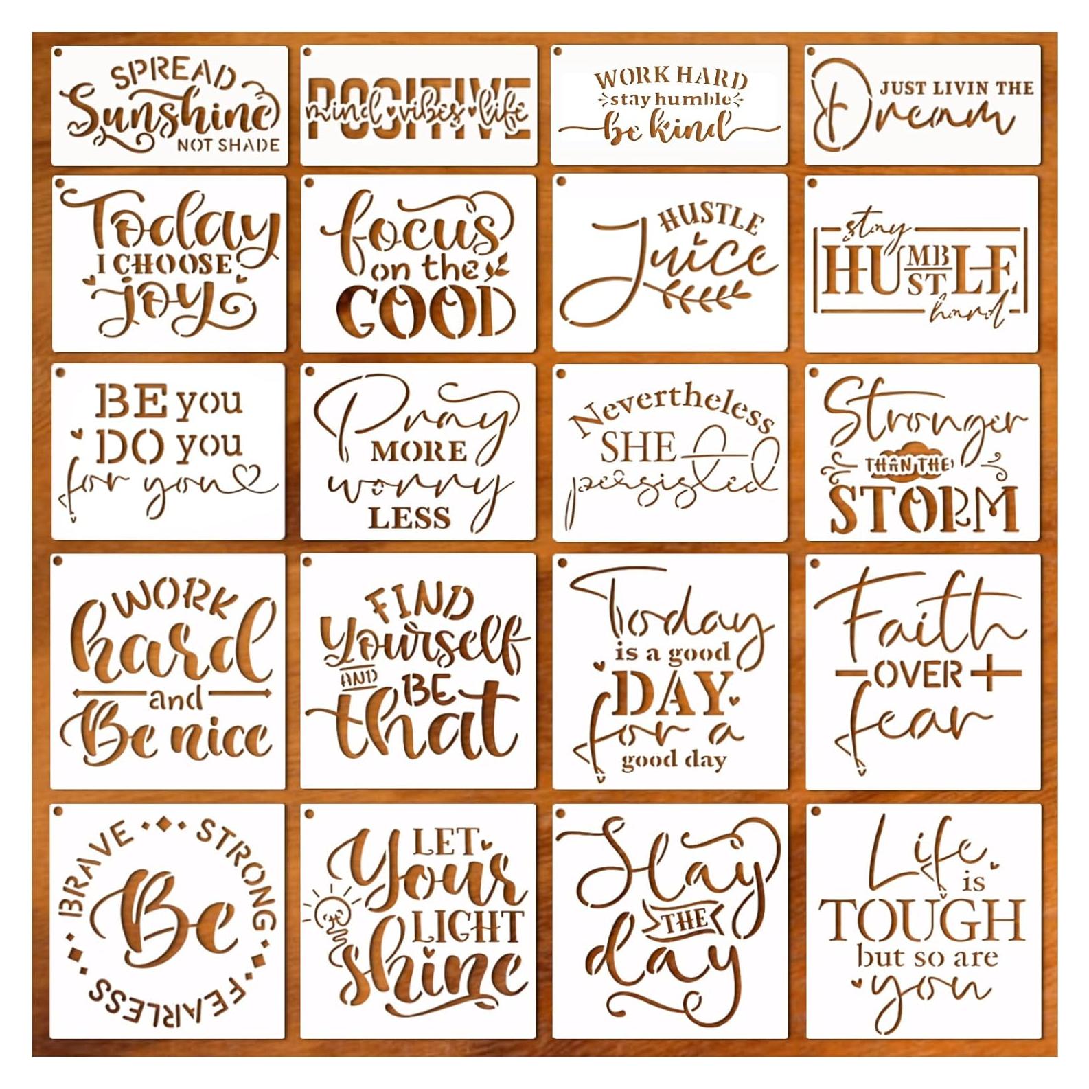 Plantillas Reutilizables de Pintura Pkqon - 20 Palabras 10cm