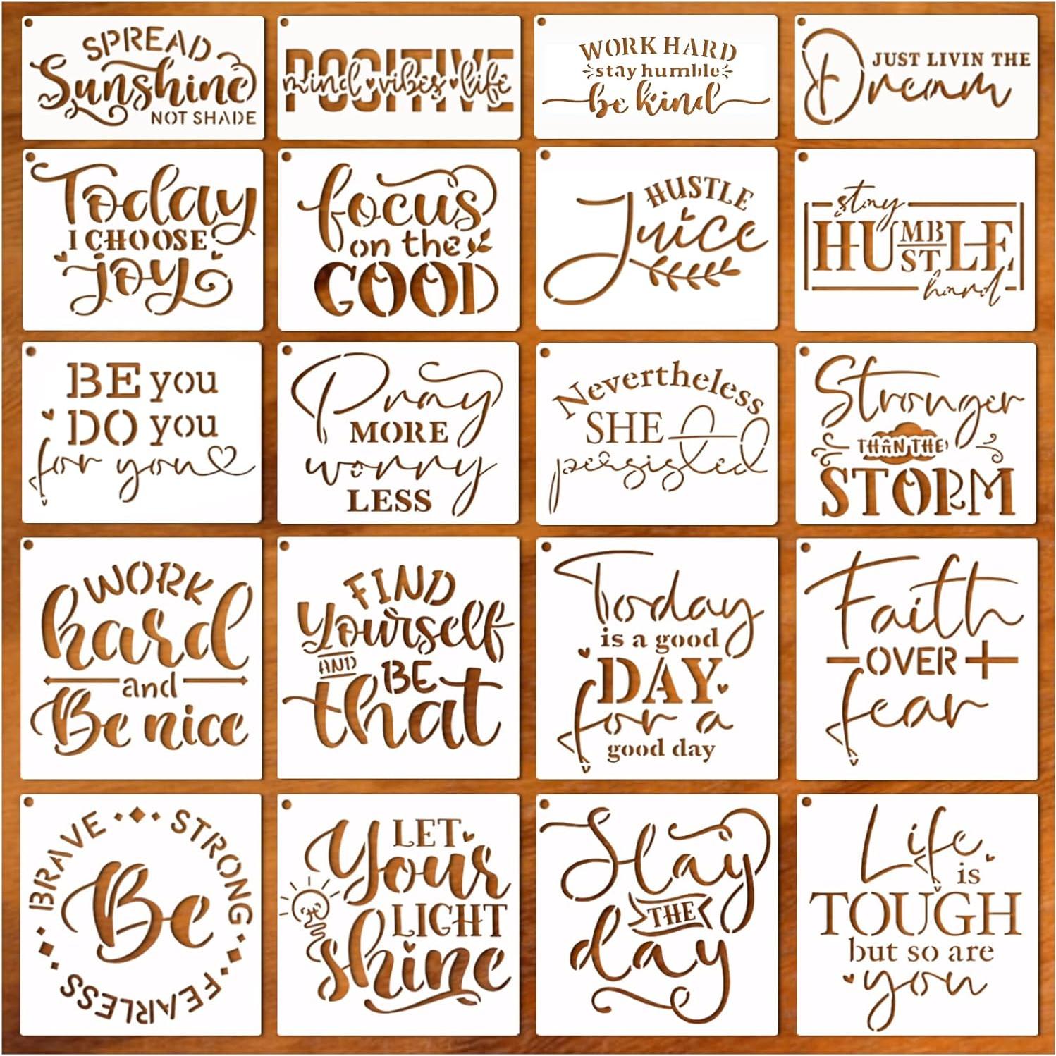 Plantillas Reutilizables de Pintura Pkqon - 20 Palabras 10cm