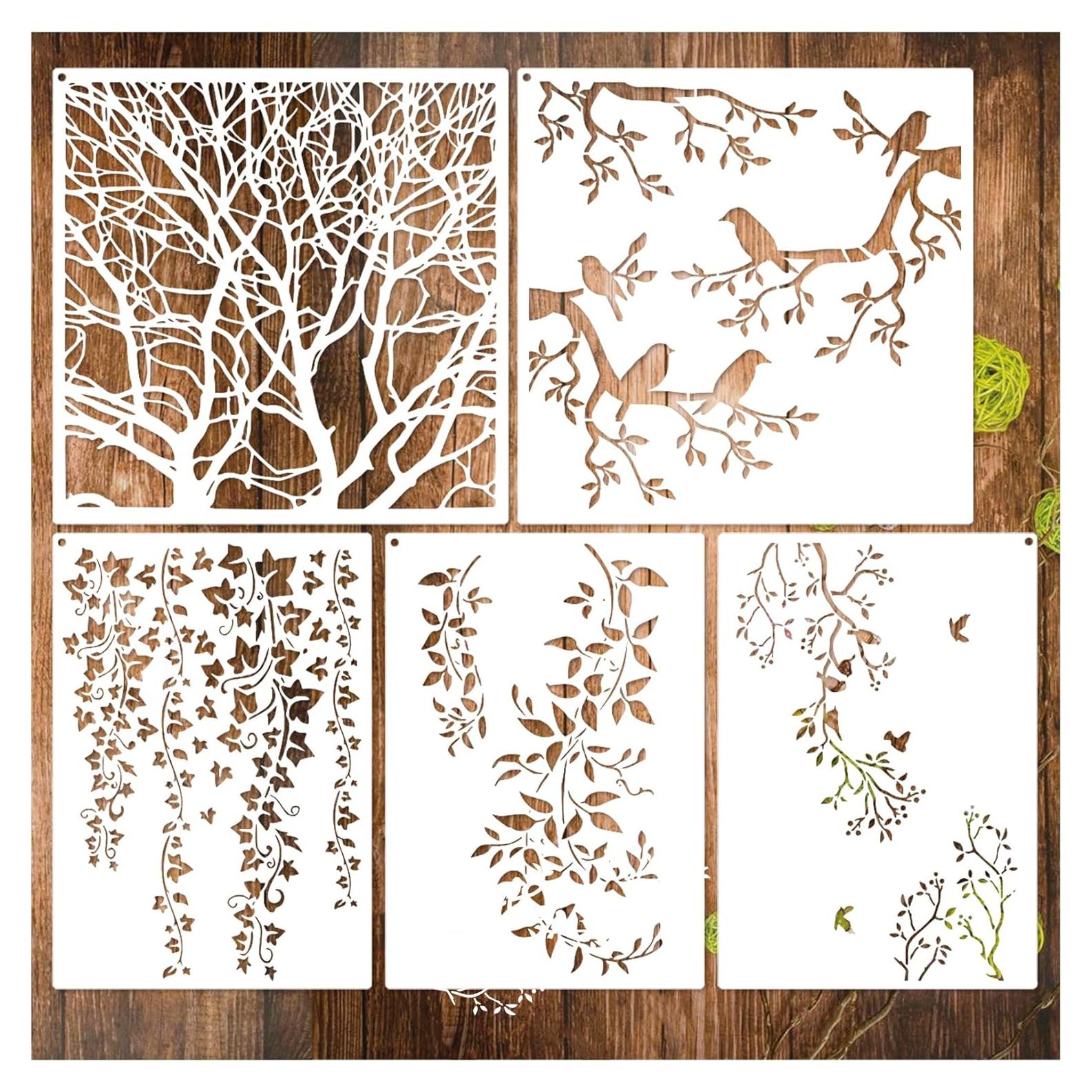 Plantillas de Pintura Yhliua para Hojas de Árbol - 6 Piezas Reutilizables