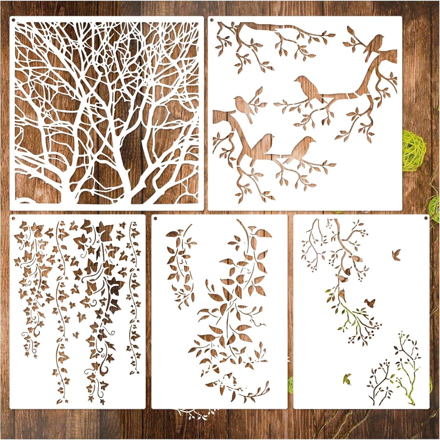 Plantillas de Pintura Yhliua para Hojas de Árbol - 6 Piezas Reutilizables