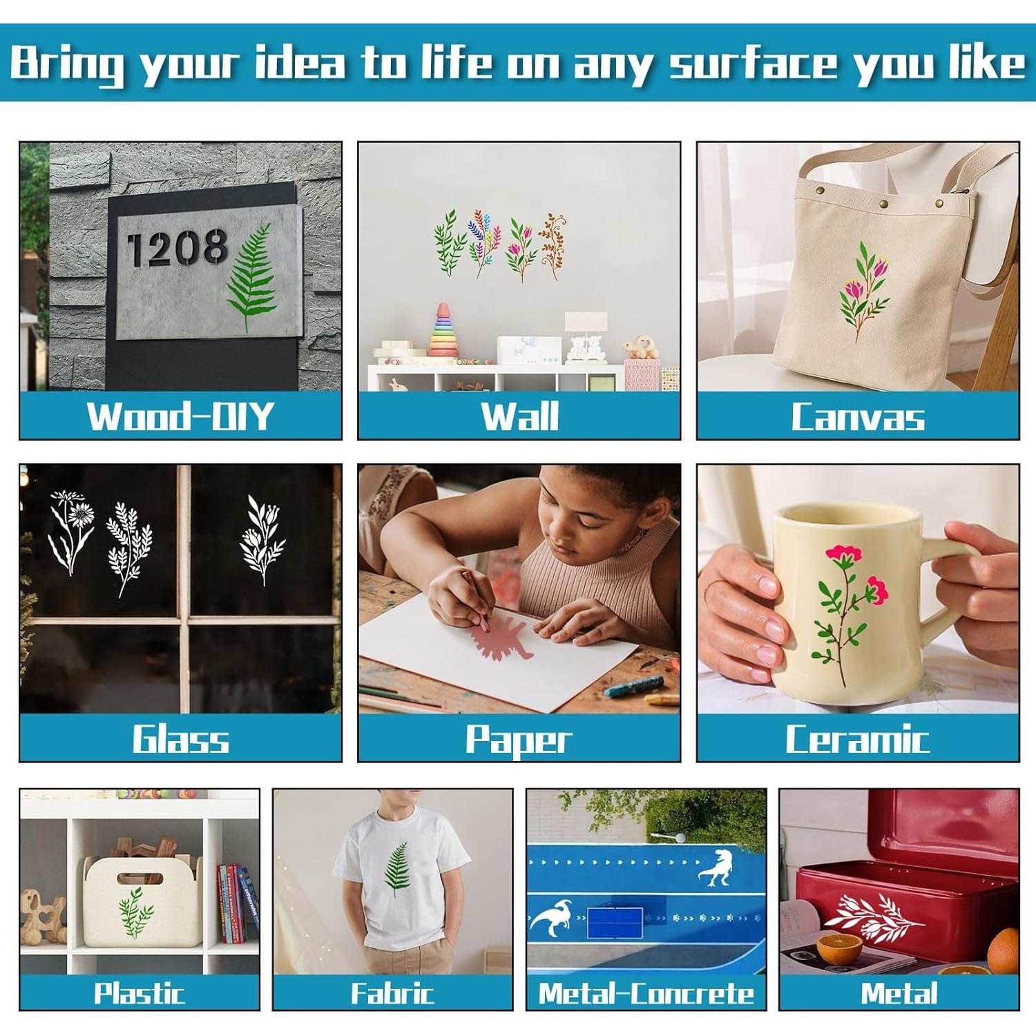 Plantillas Botánicas Reutilizables Felixcraft 18PCS 15.24x7.62cm