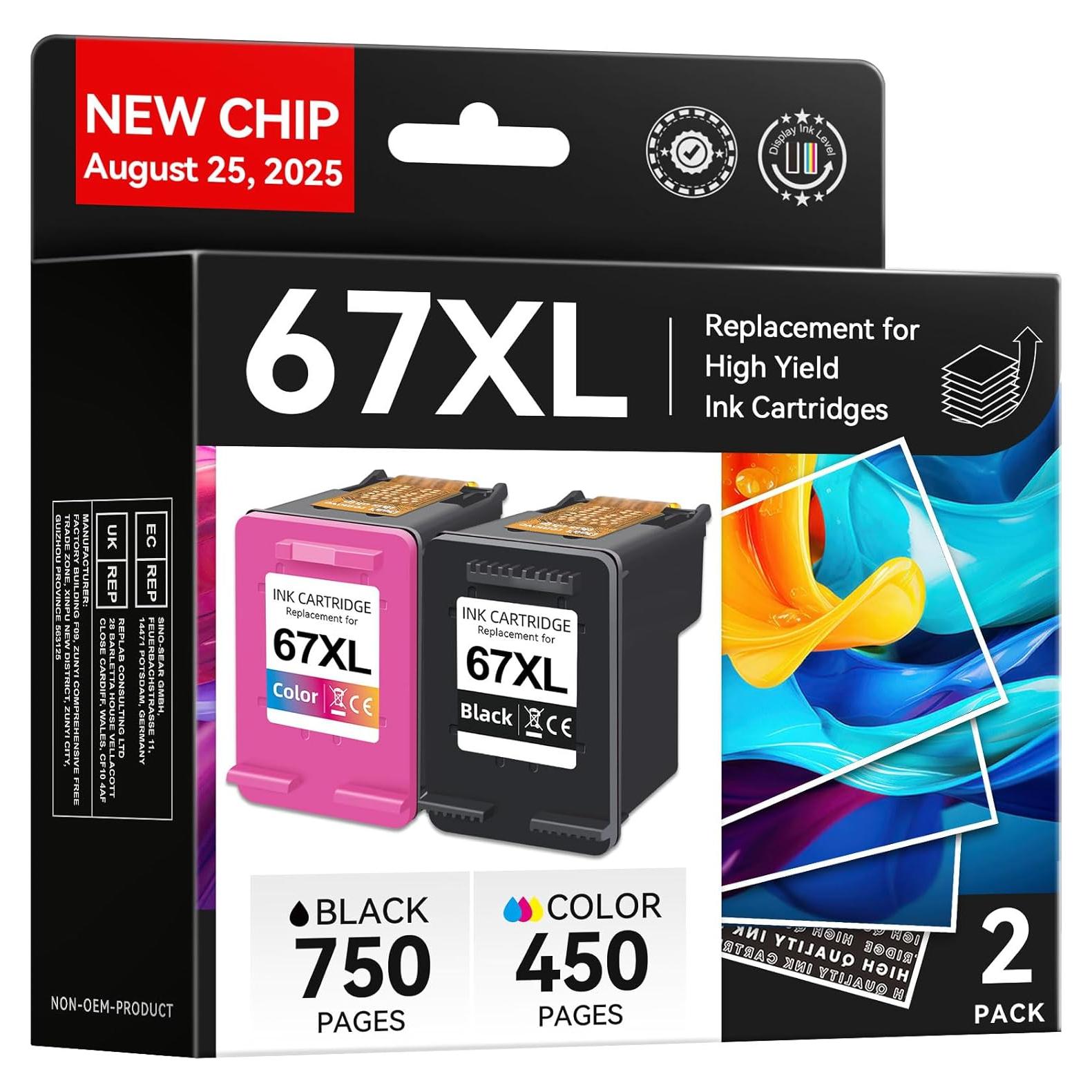 Cartuchos de Tinta Negra 67XL InkPlore, Compatible HP, 750 Páginas