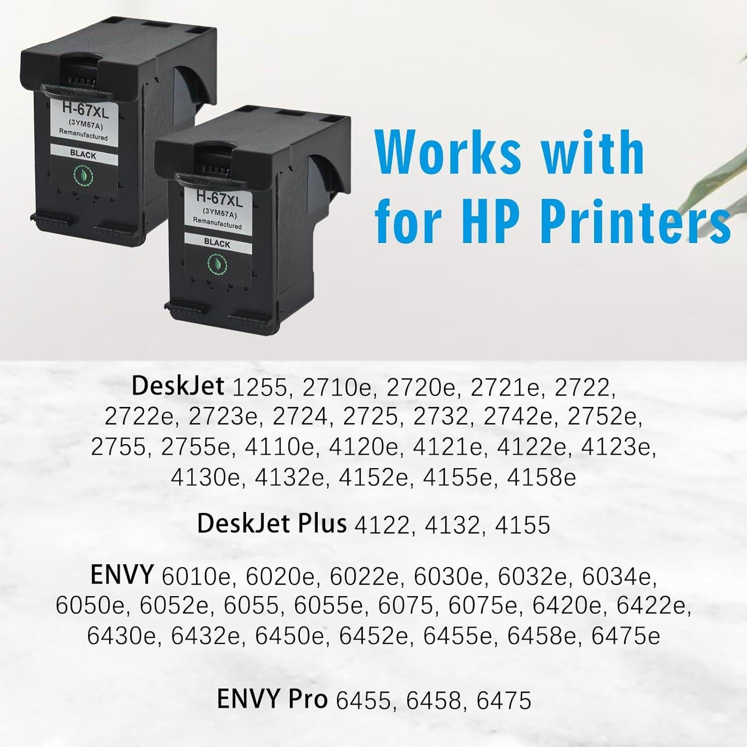 Cartucho de Tinta Negra 67XL Hothorse - Paquete de 2, 18ml