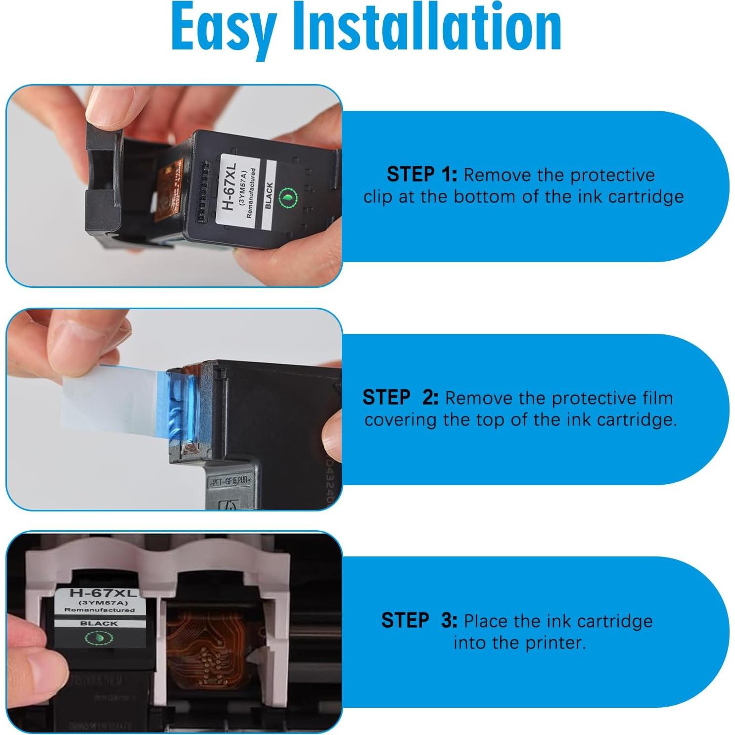 Cartucho de Tinta Negra 67XL Hothorse - Paquete de 2, 18ml