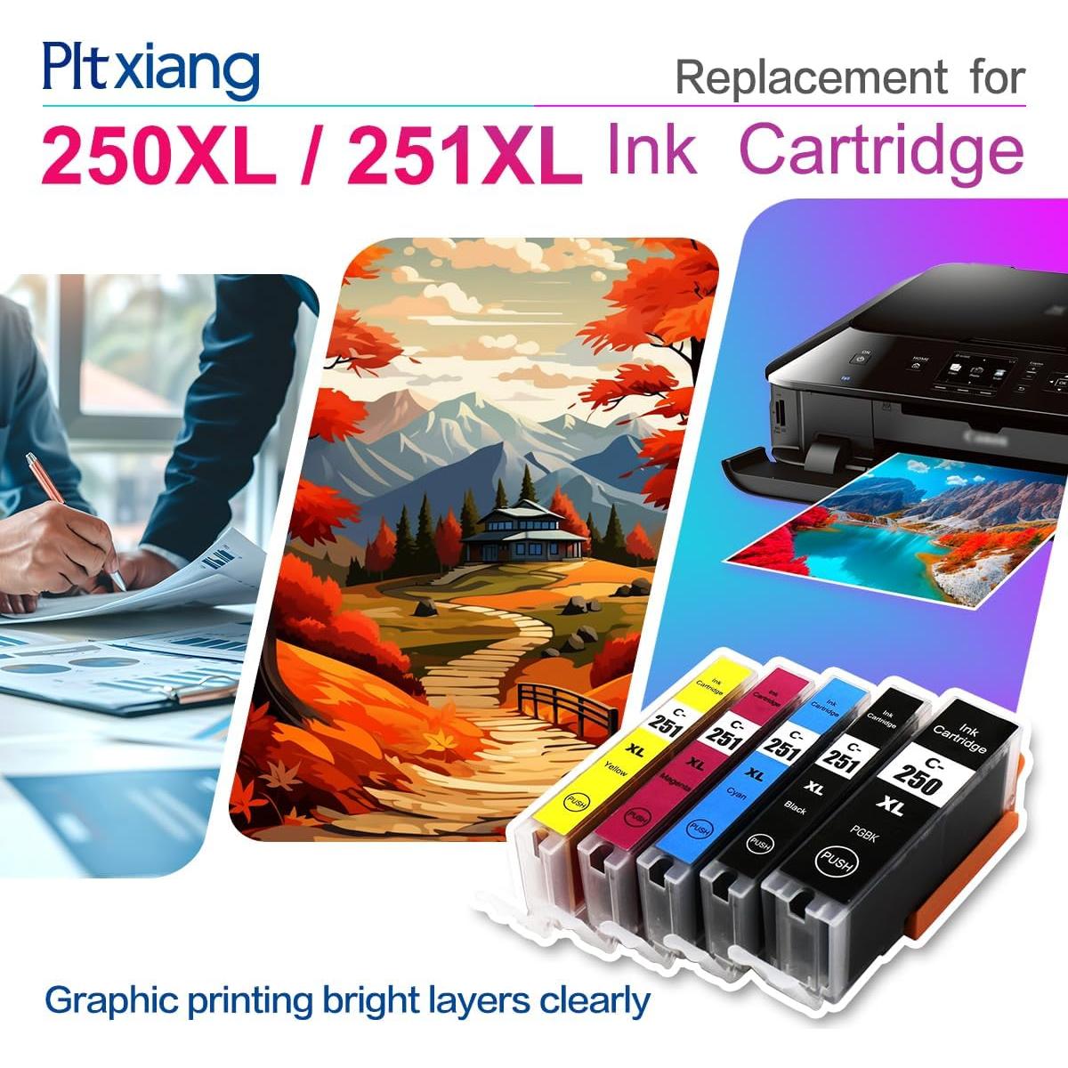 Cartuchos de tinta compatibles Pltxiang 250XL 251XL para Canon