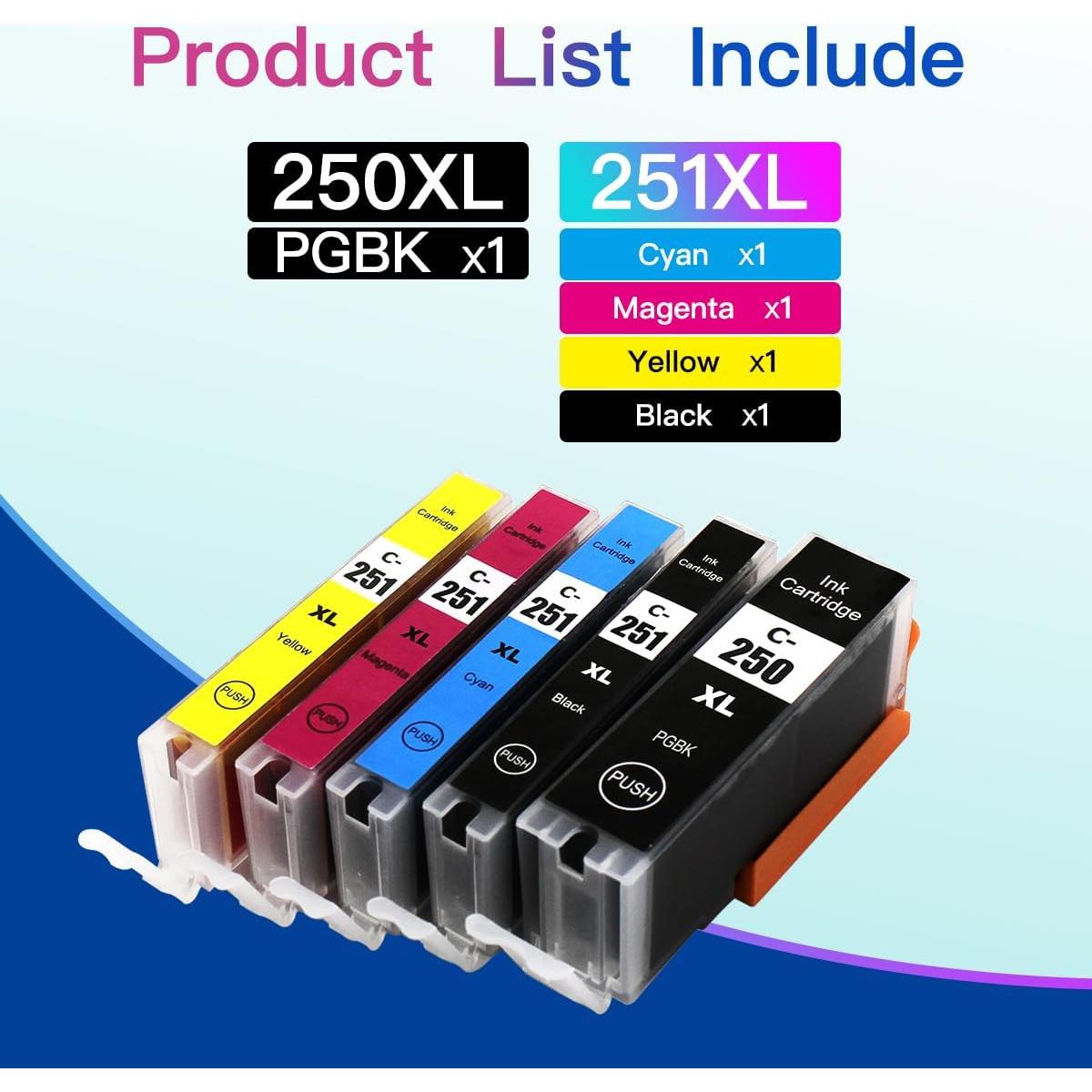 Cartuchos de tinta compatibles Pltxiang 250XL 251XL para Canon