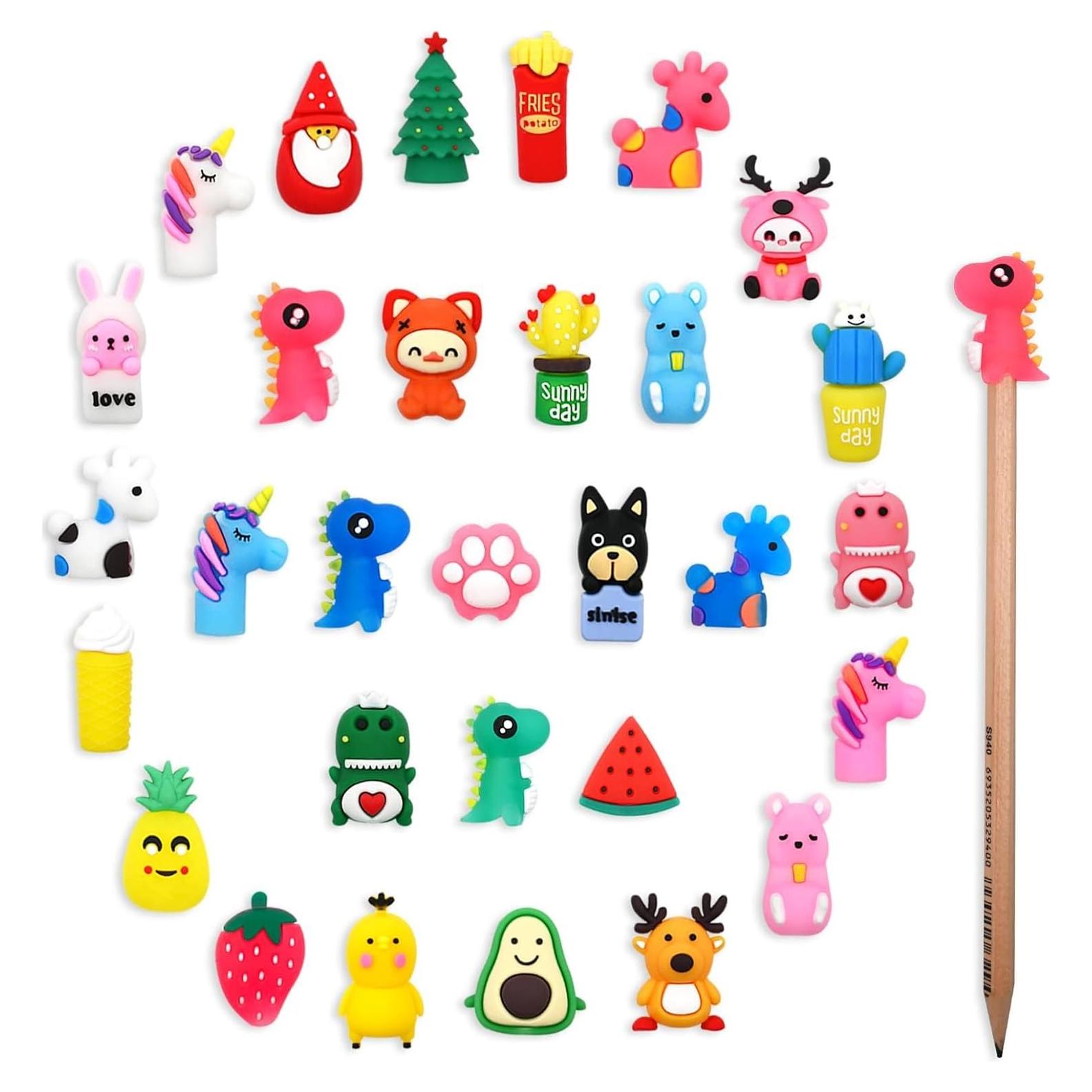 30 Adornos de Lápiz de Animales YINPIXUS - Silicona Multicolor