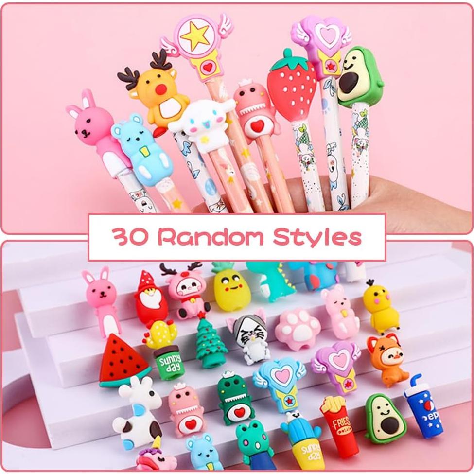 30 Adornos de Lápiz de Animales YINPIXUS - Silicona Multicolor