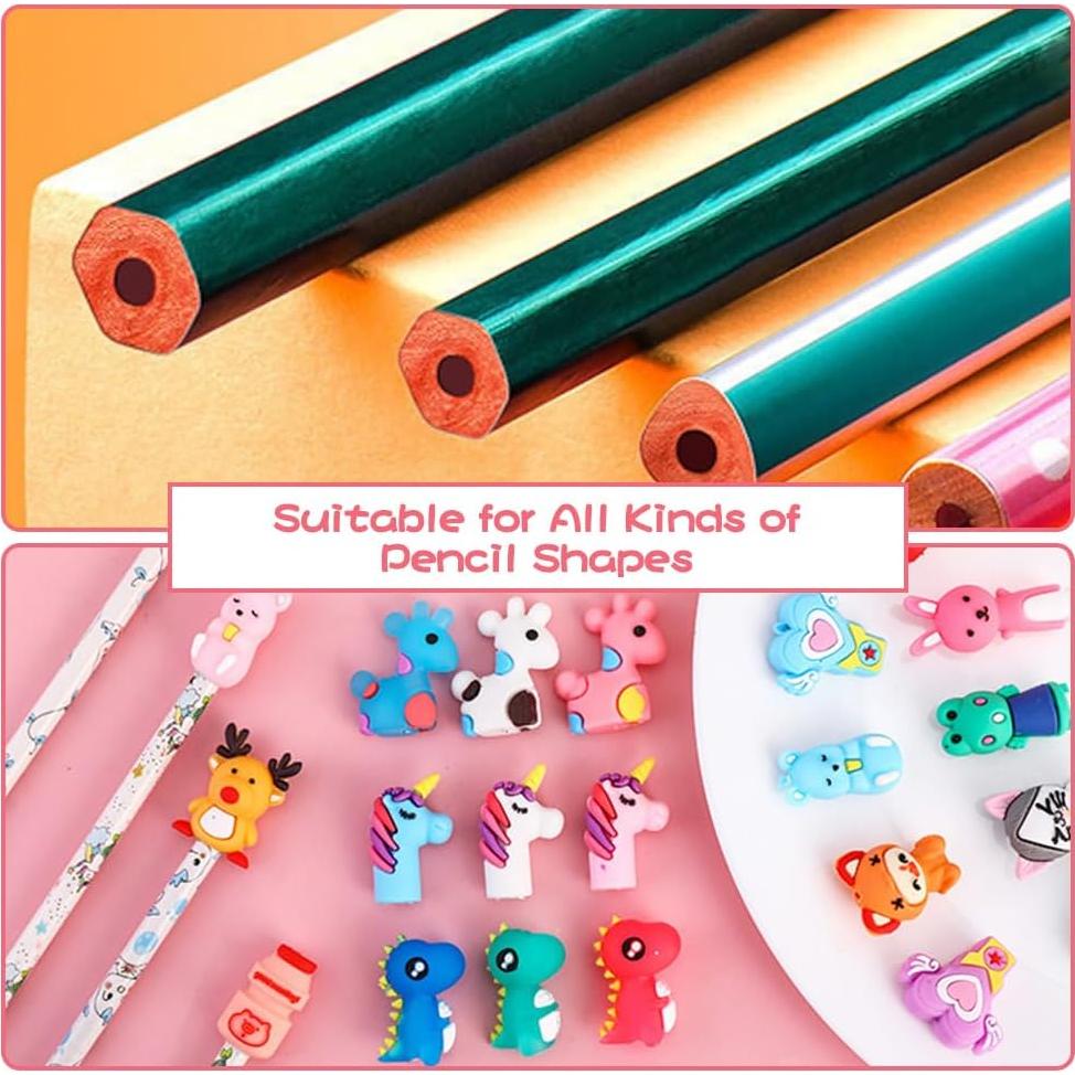 30 Adornos de Lápiz de Animales YINPIXUS - Silicona Multicolor