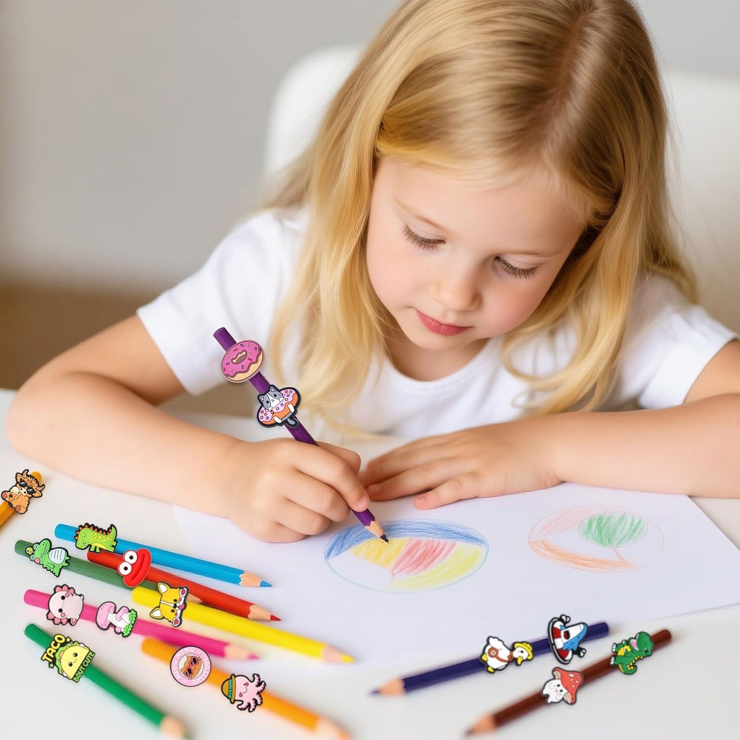 30 Adornos para Lápices PVC Ibuclein - Clips Aleatorios Divertidos