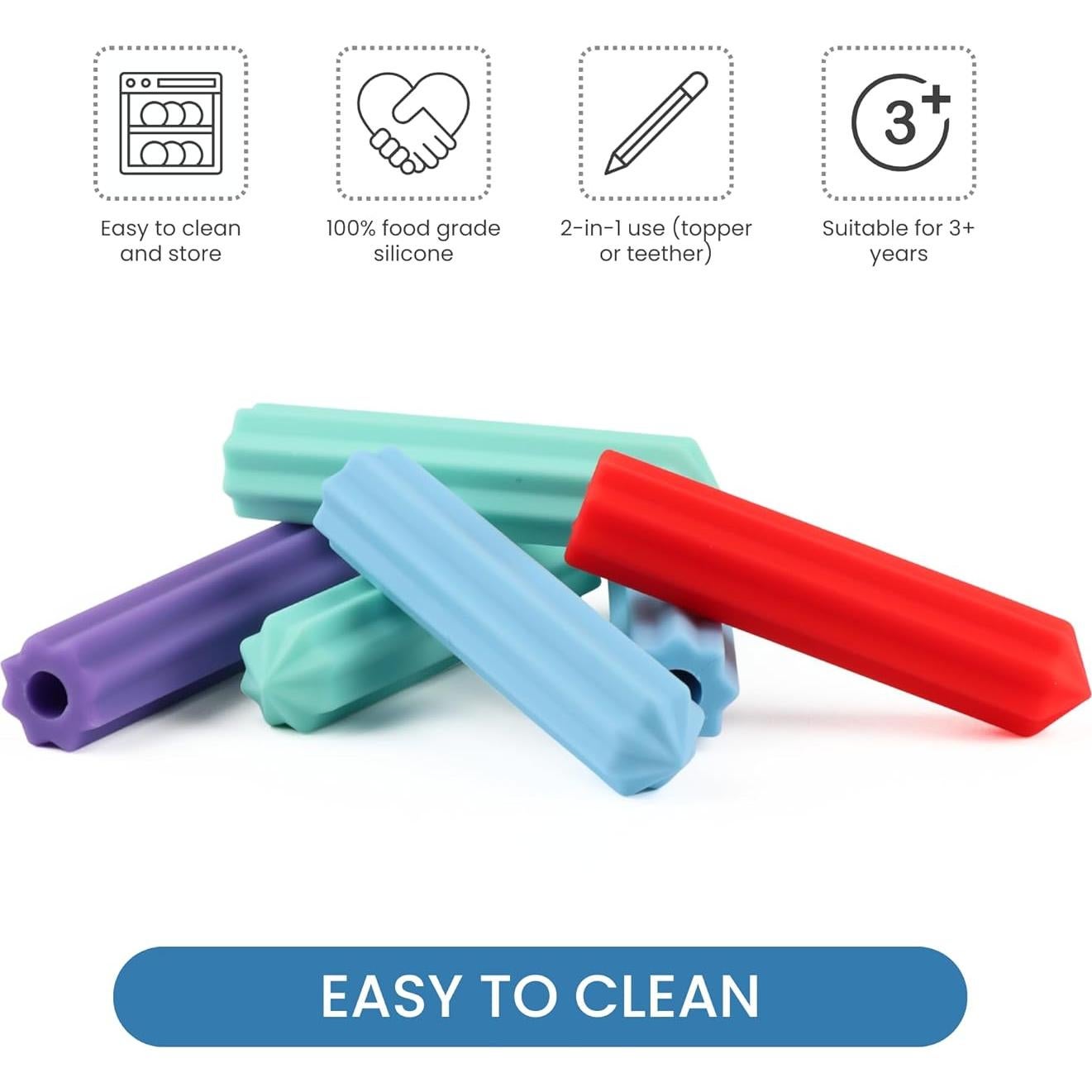 Toppers de Lápiz Sensoriales de Silicona - Set de 8 Paquetes