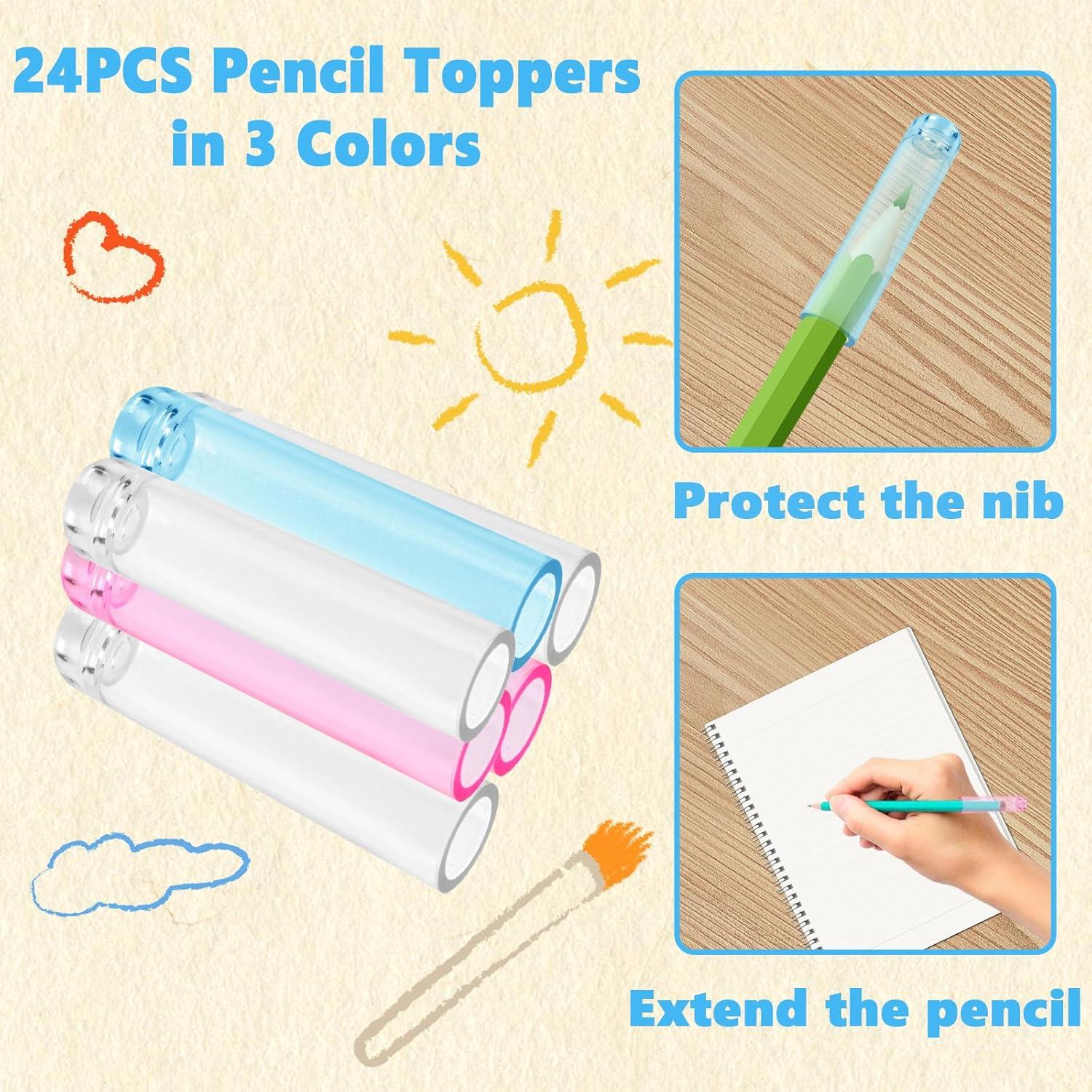 24 Tapas de Lápiz Maxqzin de Plástico Coloridas 45x10mm