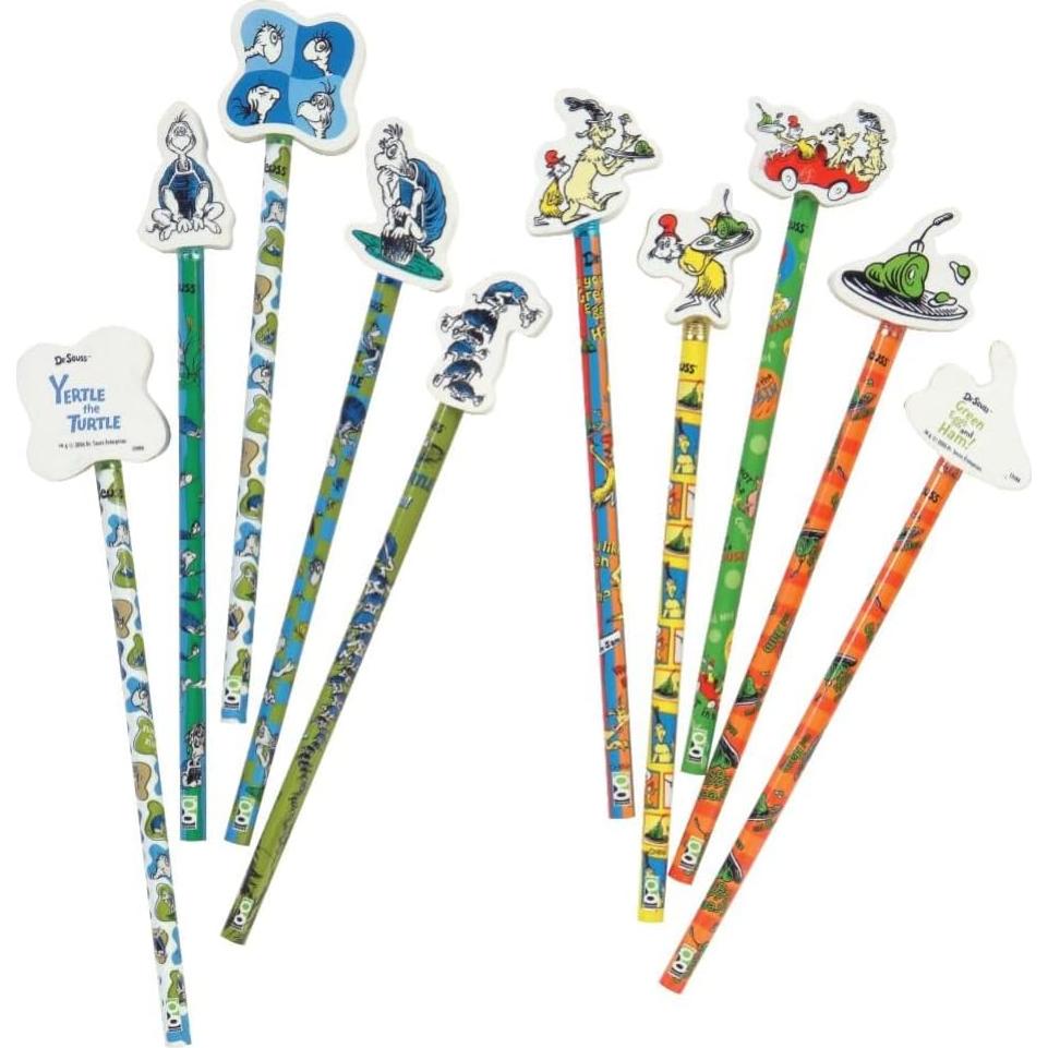 Lápices N°2 Dr. Seuss Geddes con Gomas Gigantes - 36 Pzs