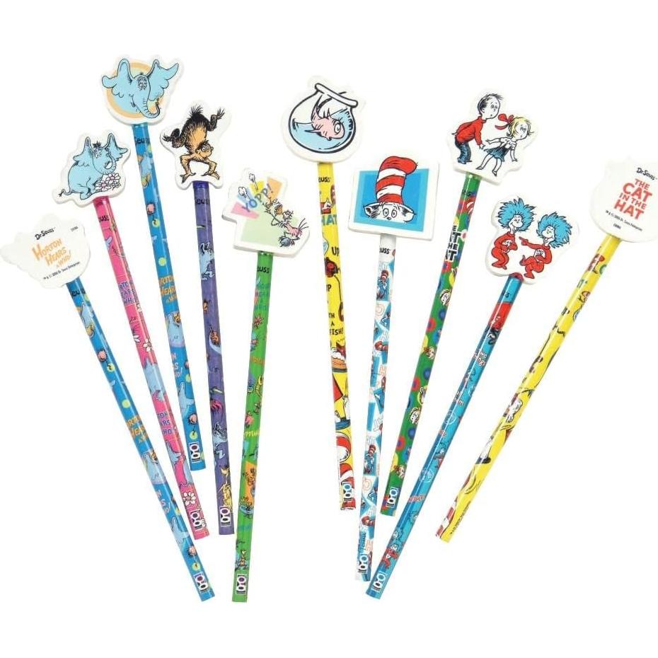 Lápices N°2 Dr. Seuss Geddes con Gomas Gigantes - 36 Pzs