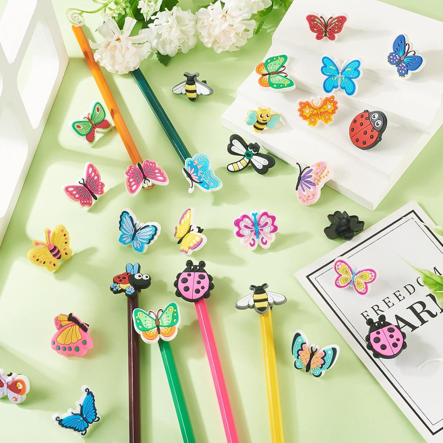 FASHEWELRY 24 Piezas Adornos de Lápiz de Plástico Coloridos