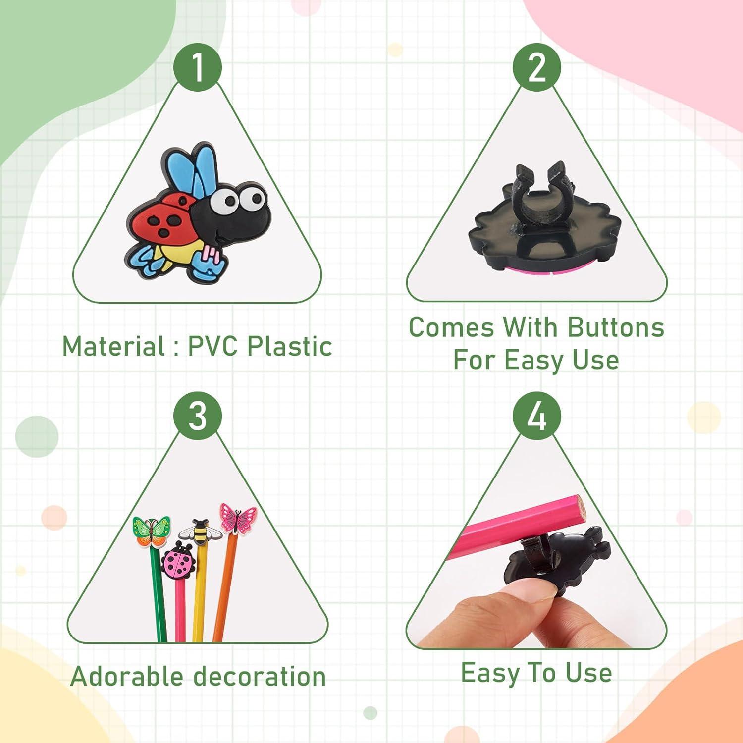 FASHEWELRY 24 Piezas Adornos de Lápiz de Plástico Coloridos