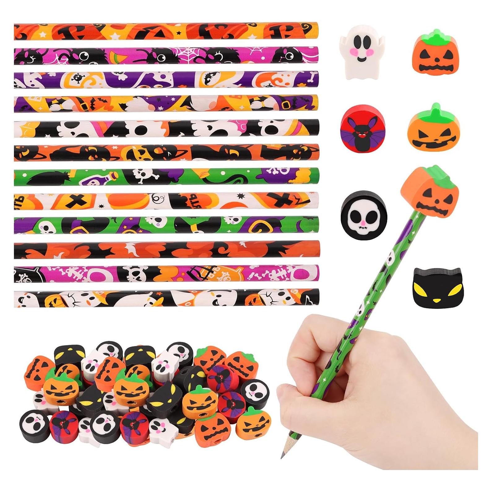 30 Lápices de Halloween FOIMAS con Borradores de Calabaza