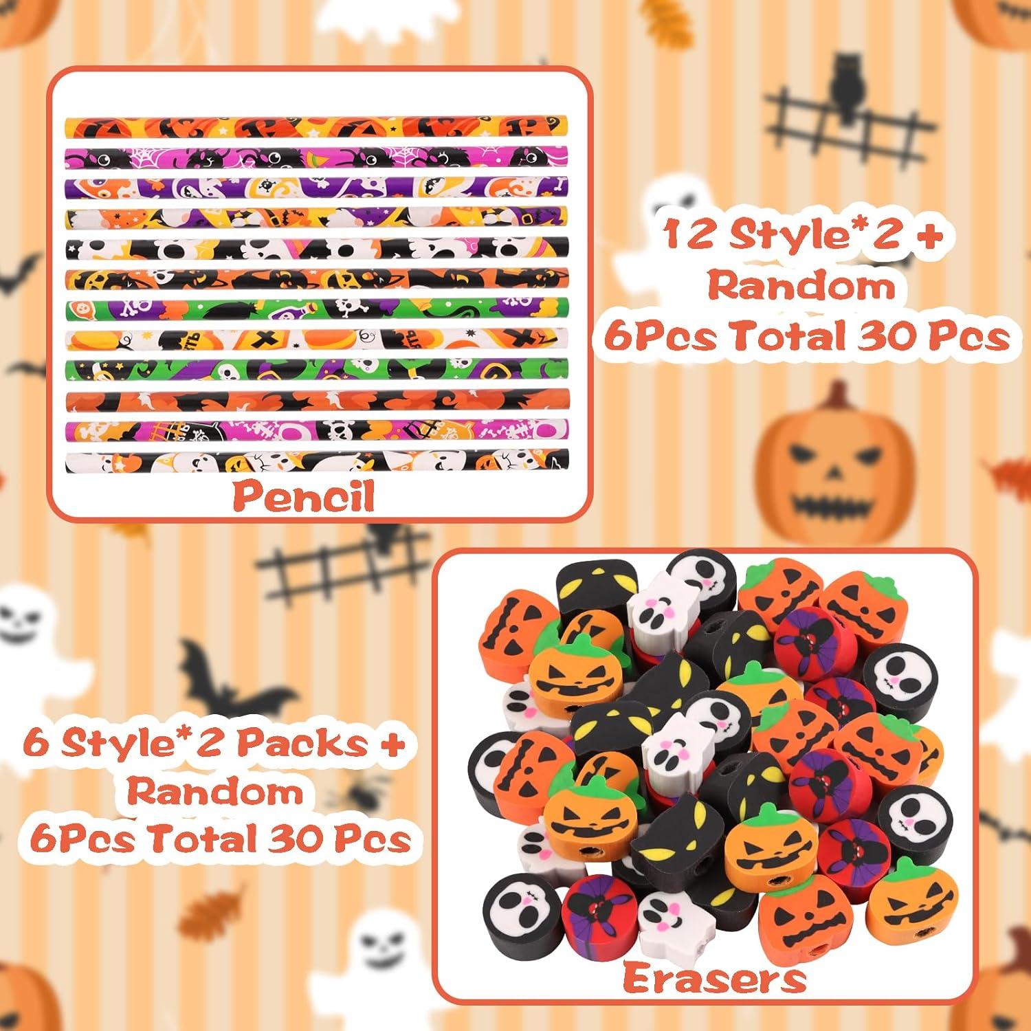 30 Lápices de Halloween FOIMAS con Borradores de Calabaza