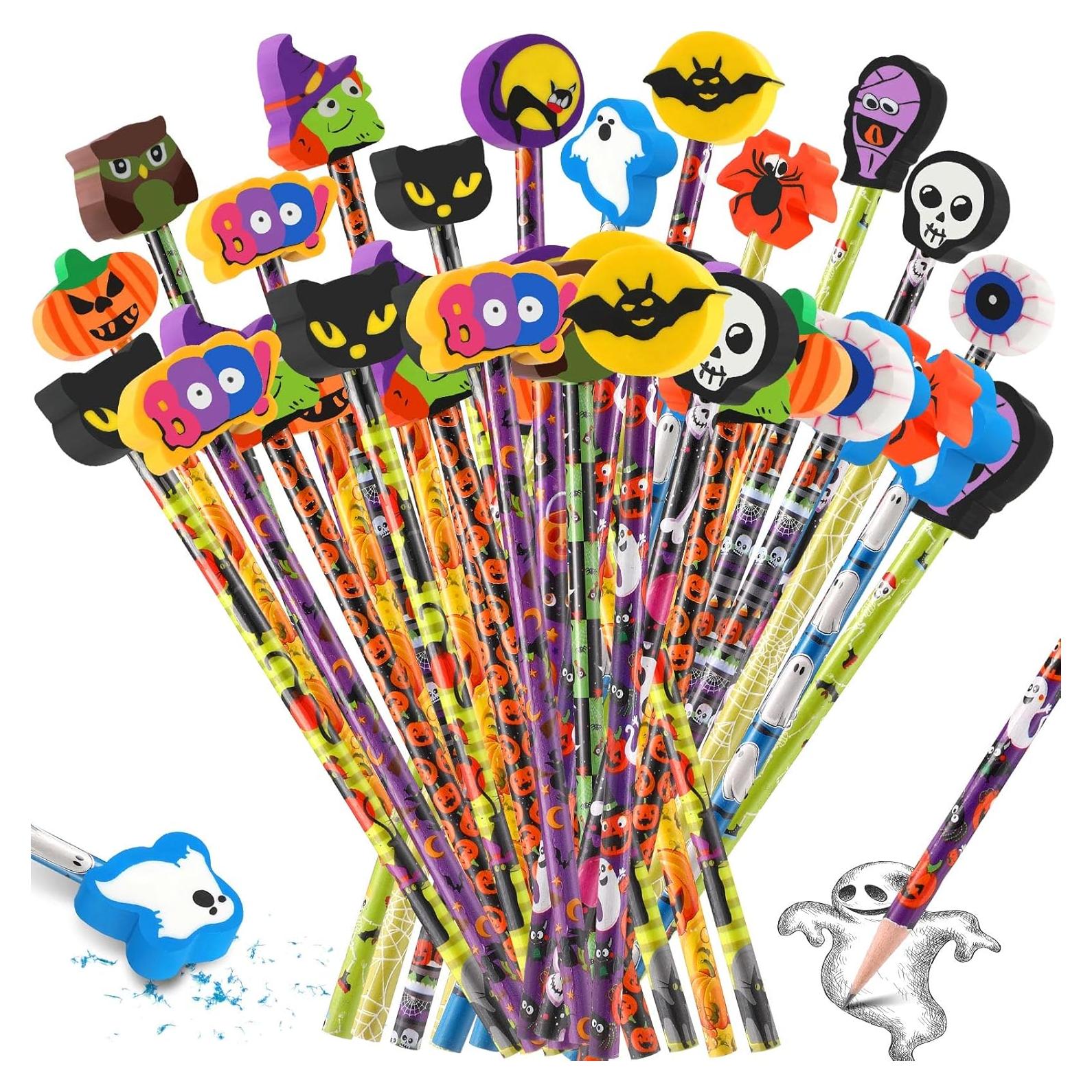 Lápices de Halloween Yexiya con Borrador - 12 Pcs Decorativos