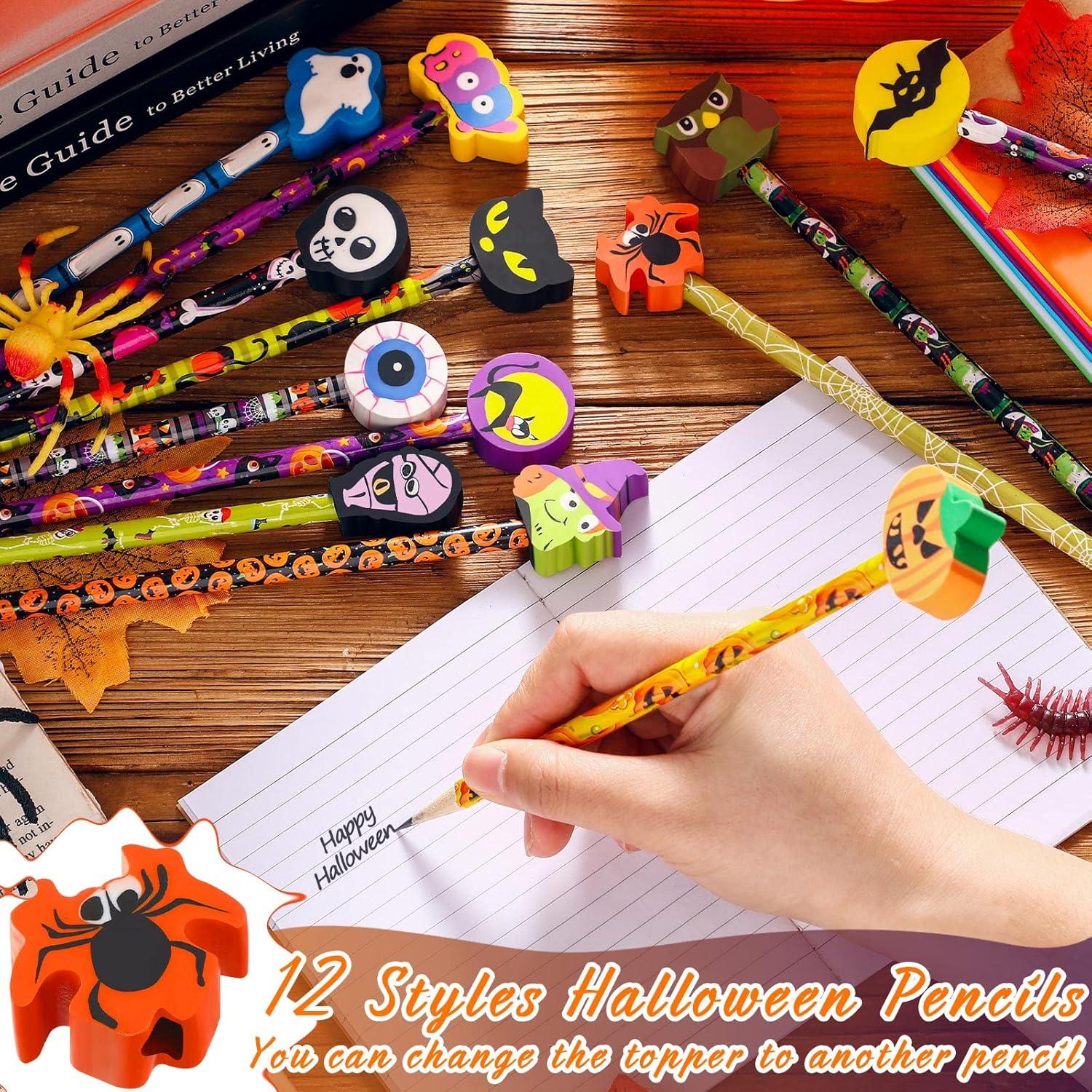 Lápices de Halloween Yexiya con Borrador - 12 Pcs Decorativos
