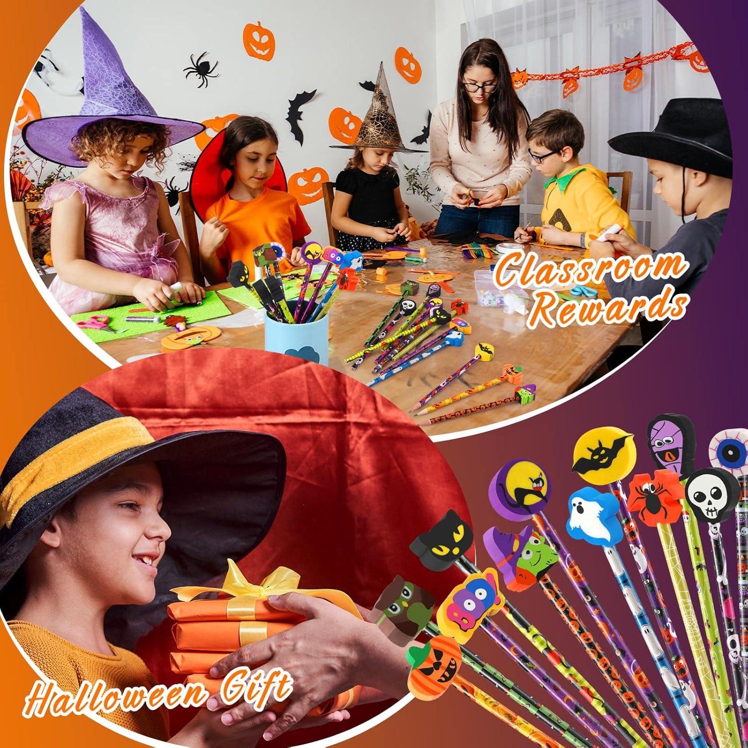 Lápices de Halloween Yexiya con Borrador - 12 Pcs Decorativos