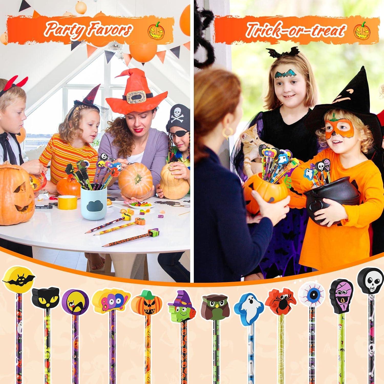 Lápices de Halloween Yexiya con Borrador - 12 Pcs Decorativos