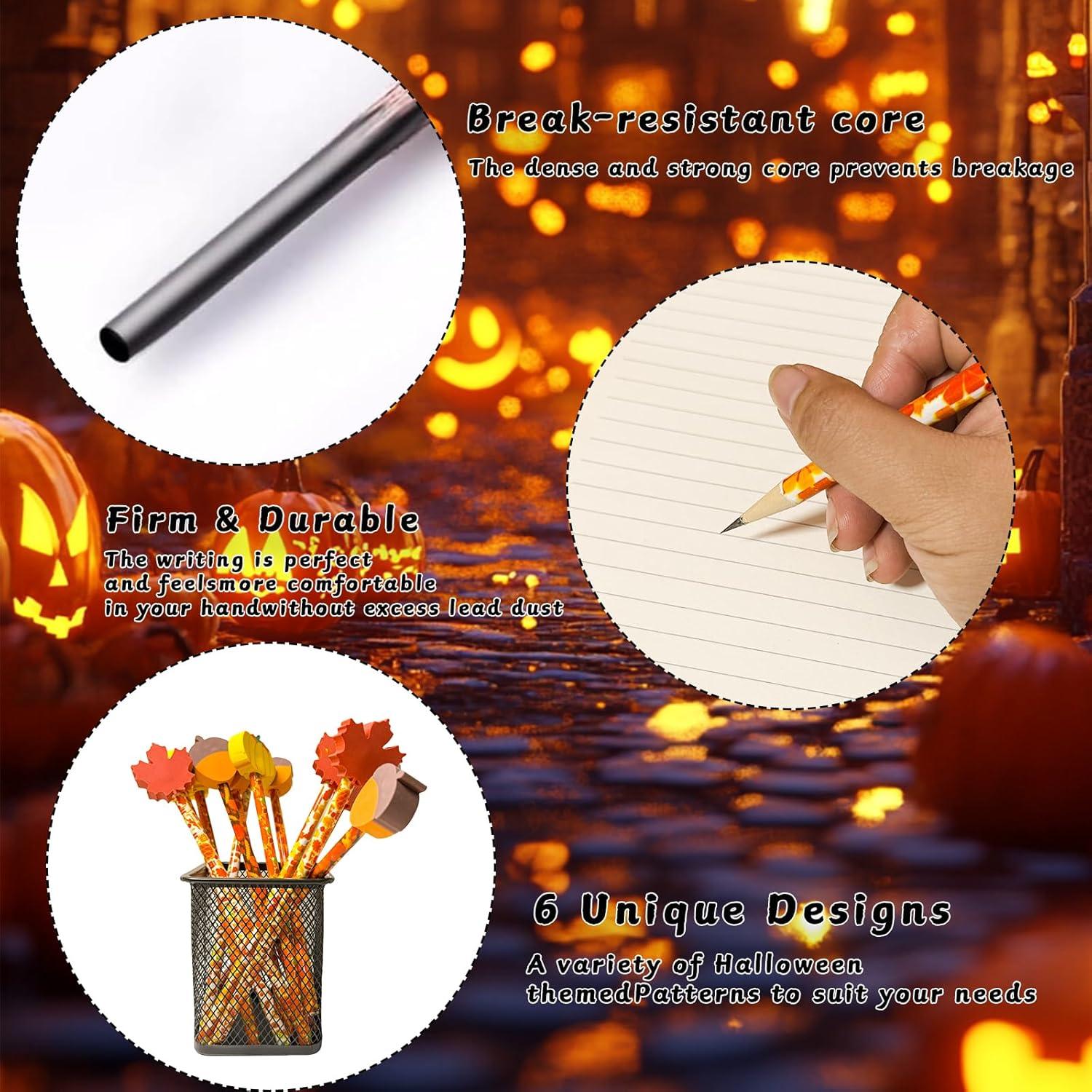 24 Lápices de Madera JXITON Otoño con Borradores Decorativos