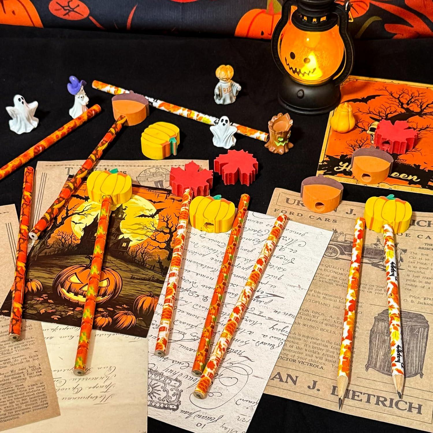 24 Lápices de Madera JXITON Otoño con Borradores Decorativos