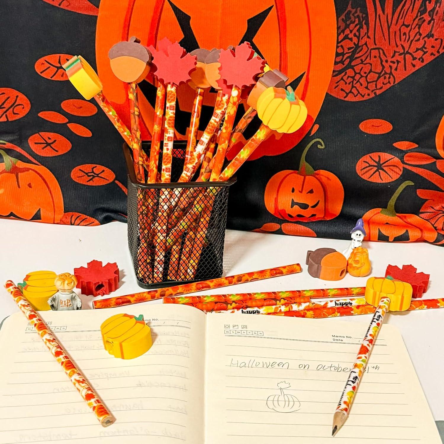 24 Lápices de Madera JXITON Otoño con Borradores Decorativos