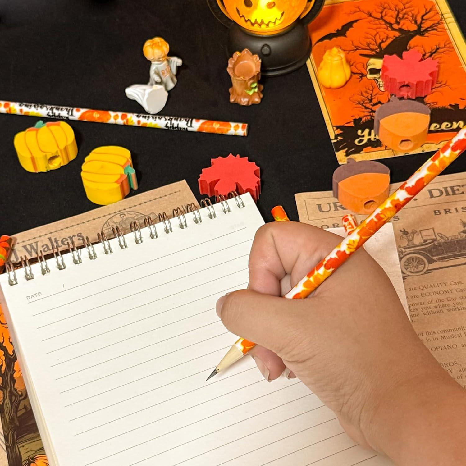 24 Lápices de Madera JXITON Otoño con Borradores Decorativos