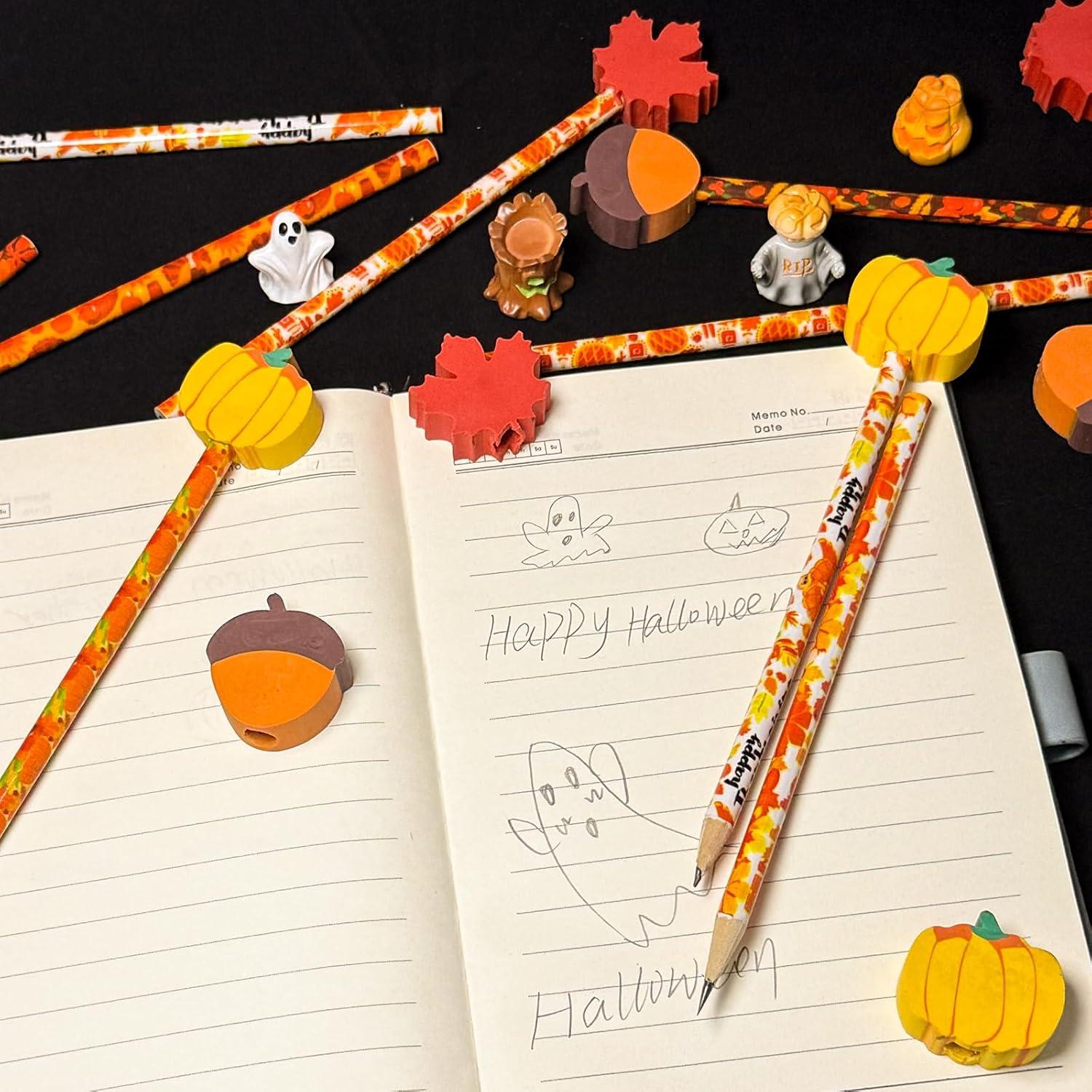 24 Lápices de Madera JXITON Otoño con Borradores Decorativos